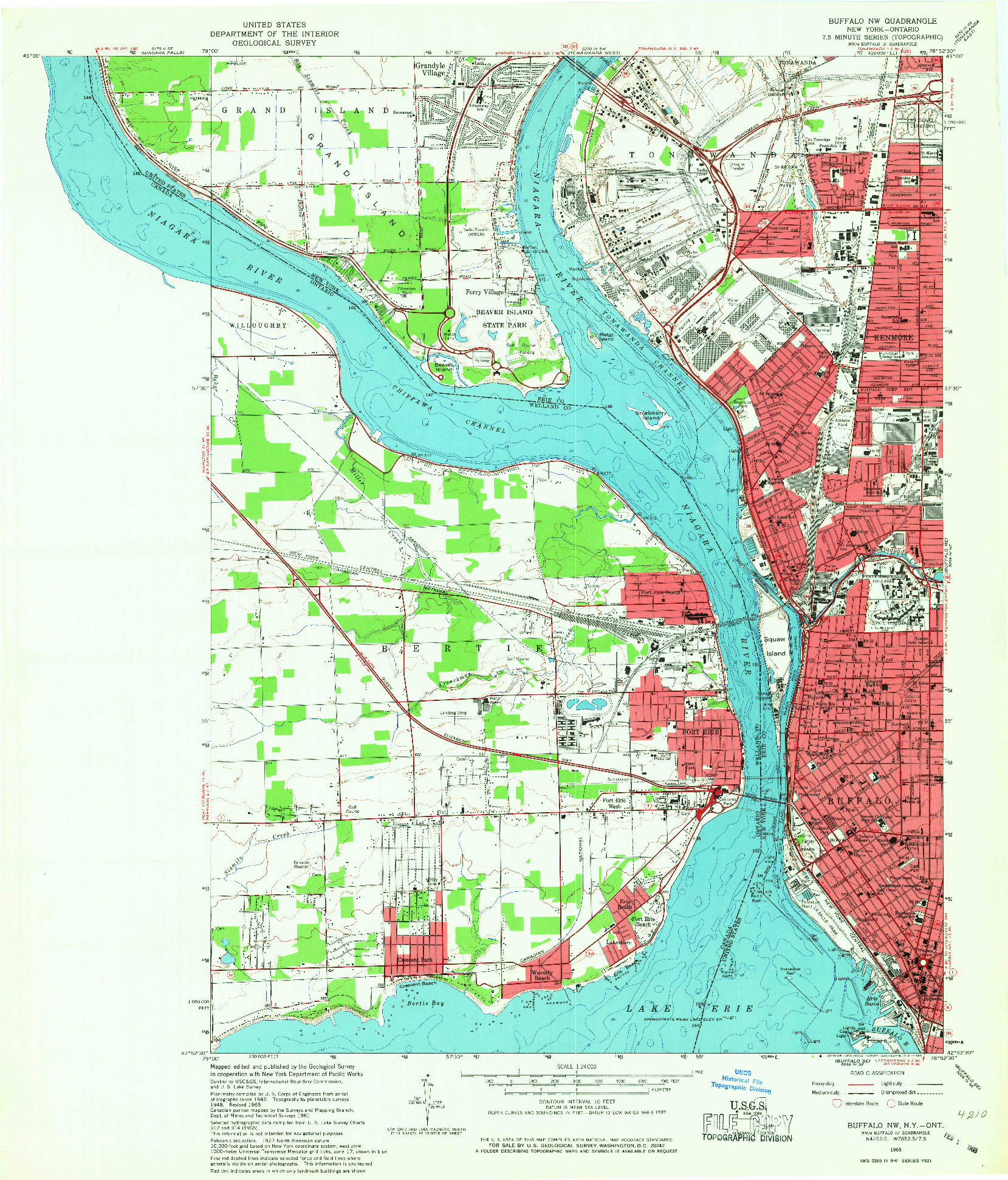 USGS 1:24000-SCALE QUADRANGLE FOR BUFFALO NW, NY 1965