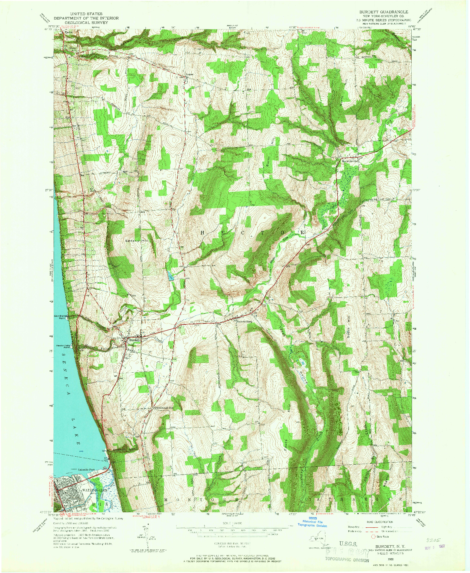 USGS 1:24000-SCALE QUADRANGLE FOR BURDETT, NY 1950