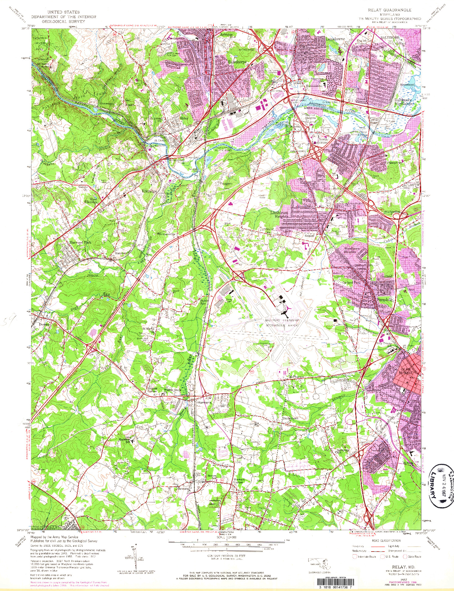 USGS 1:24000-SCALE QUADRANGLE FOR RELAY, MD 1957