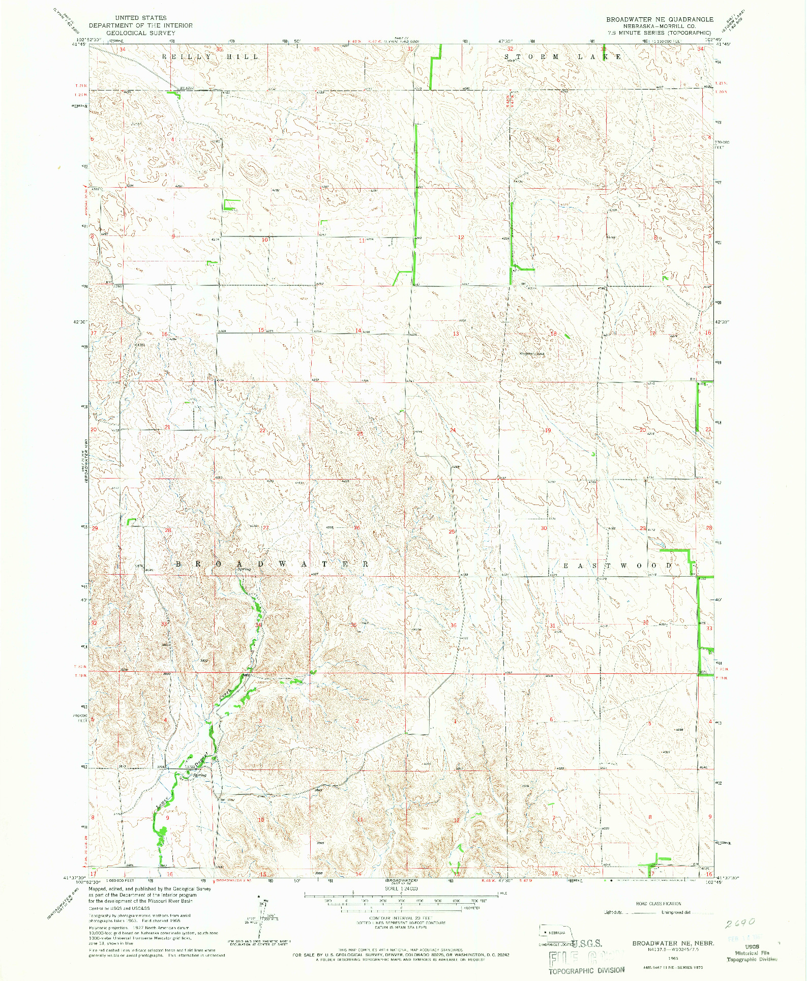 USGS 1:24000-SCALE QUADRANGLE FOR BROADWATER NE, NE 1965