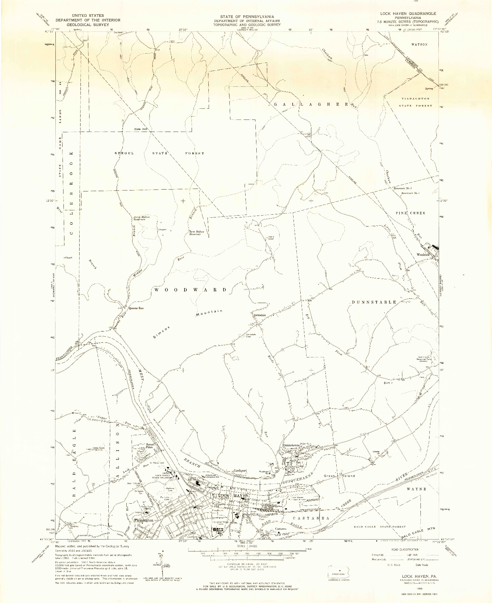 USGS 1:24000-SCALE QUADRANGLE FOR LOCK HAVEN, PA 1965