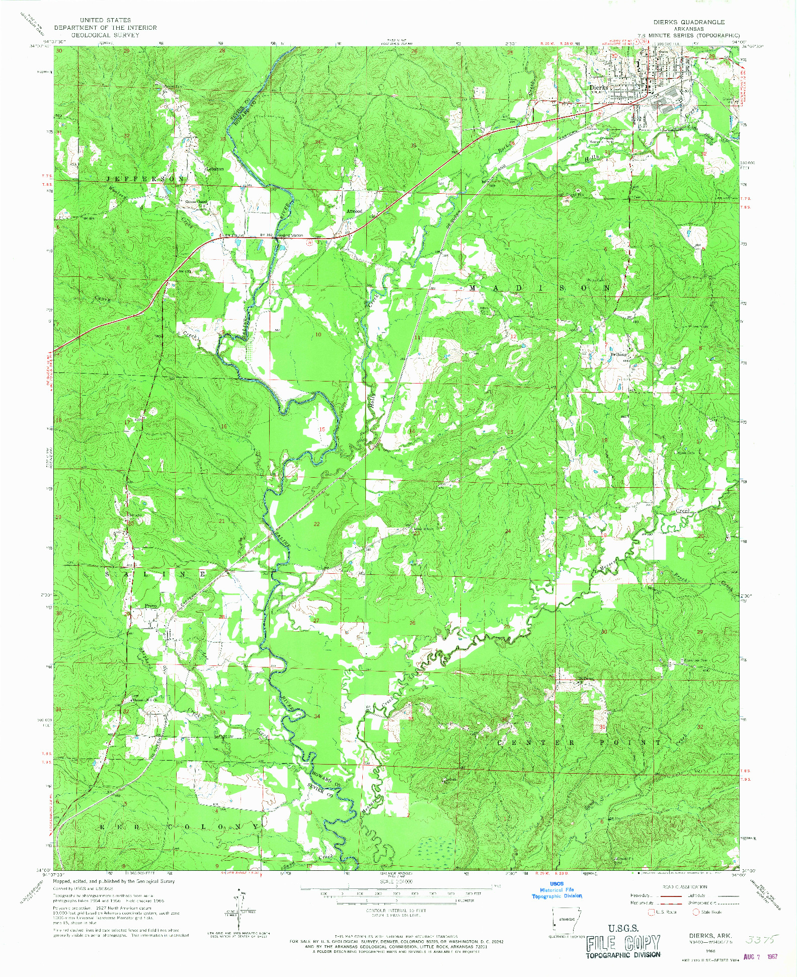 USGS 1:24000-SCALE QUADRANGLE FOR DIERKS, AR 1966