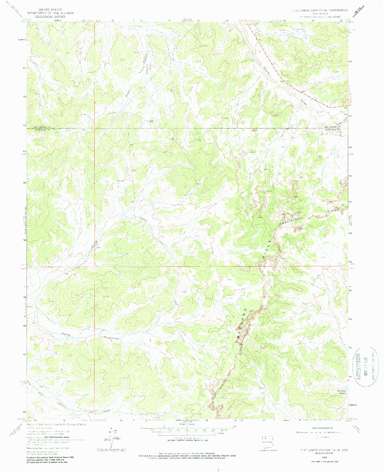 USGS 1:24000-SCALE QUADRANGLE FOR FIVE LAKES CANYON NE, NM 1963