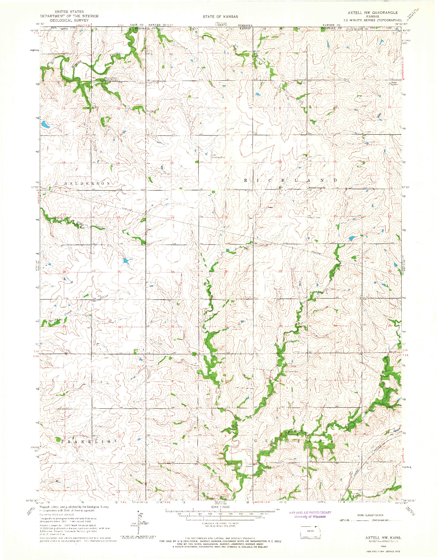 USGS 1:24000-SCALE QUADRANGLE FOR AXTELL NW, KS 1966