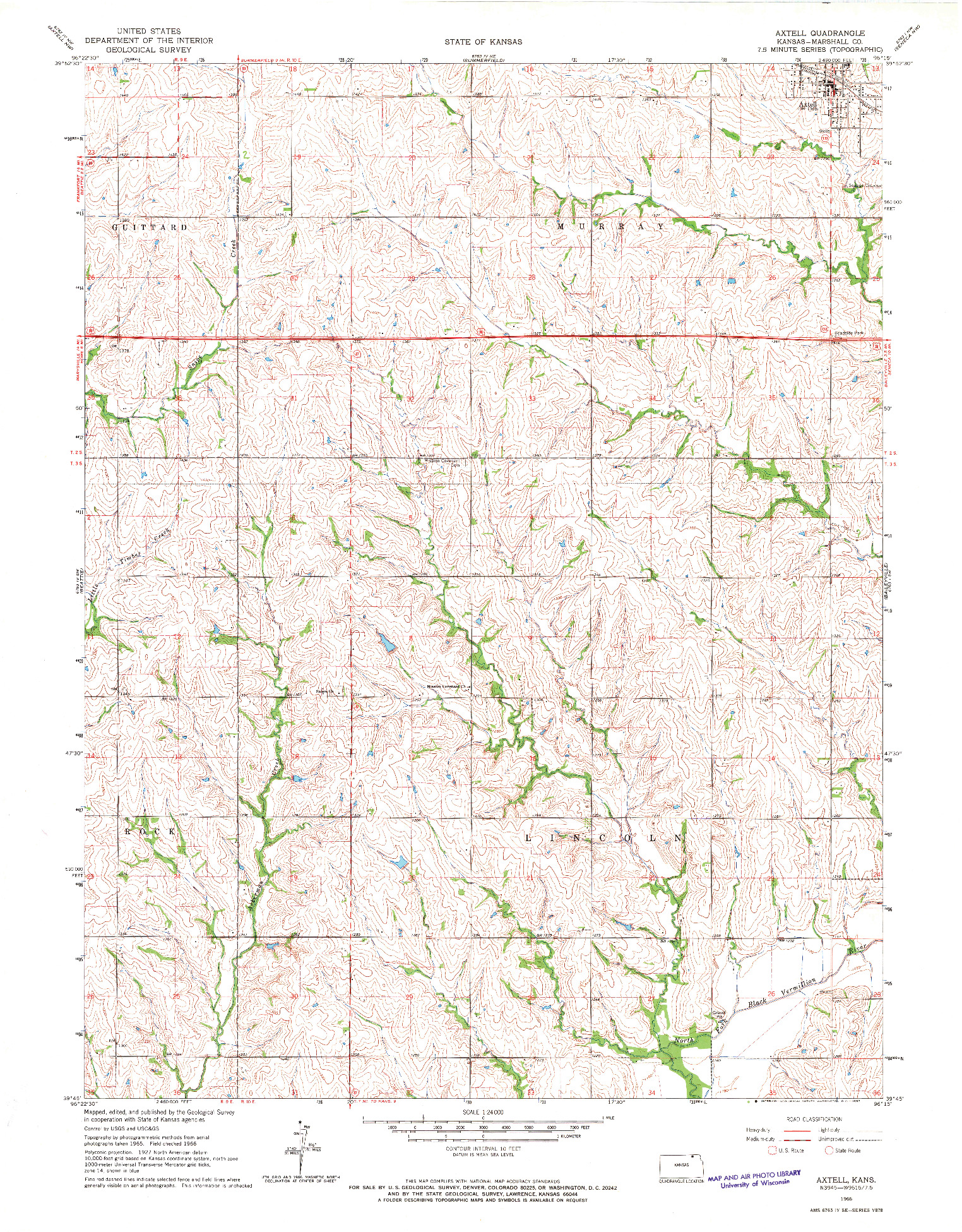 USGS 1:24000-SCALE QUADRANGLE FOR AXTELL, KS 1966