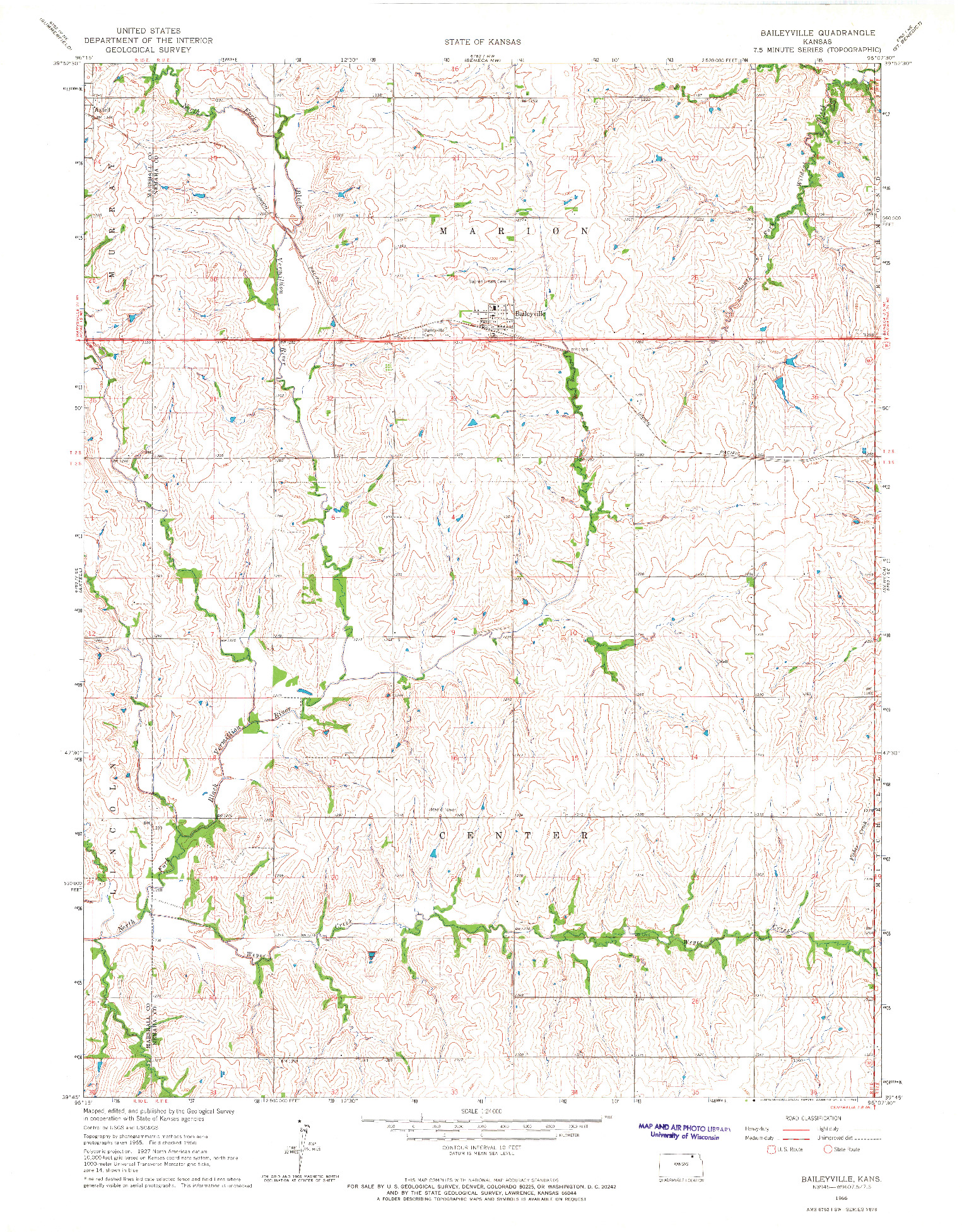 USGS 1:24000-SCALE QUADRANGLE FOR BAILEYVILLE, KS 1966