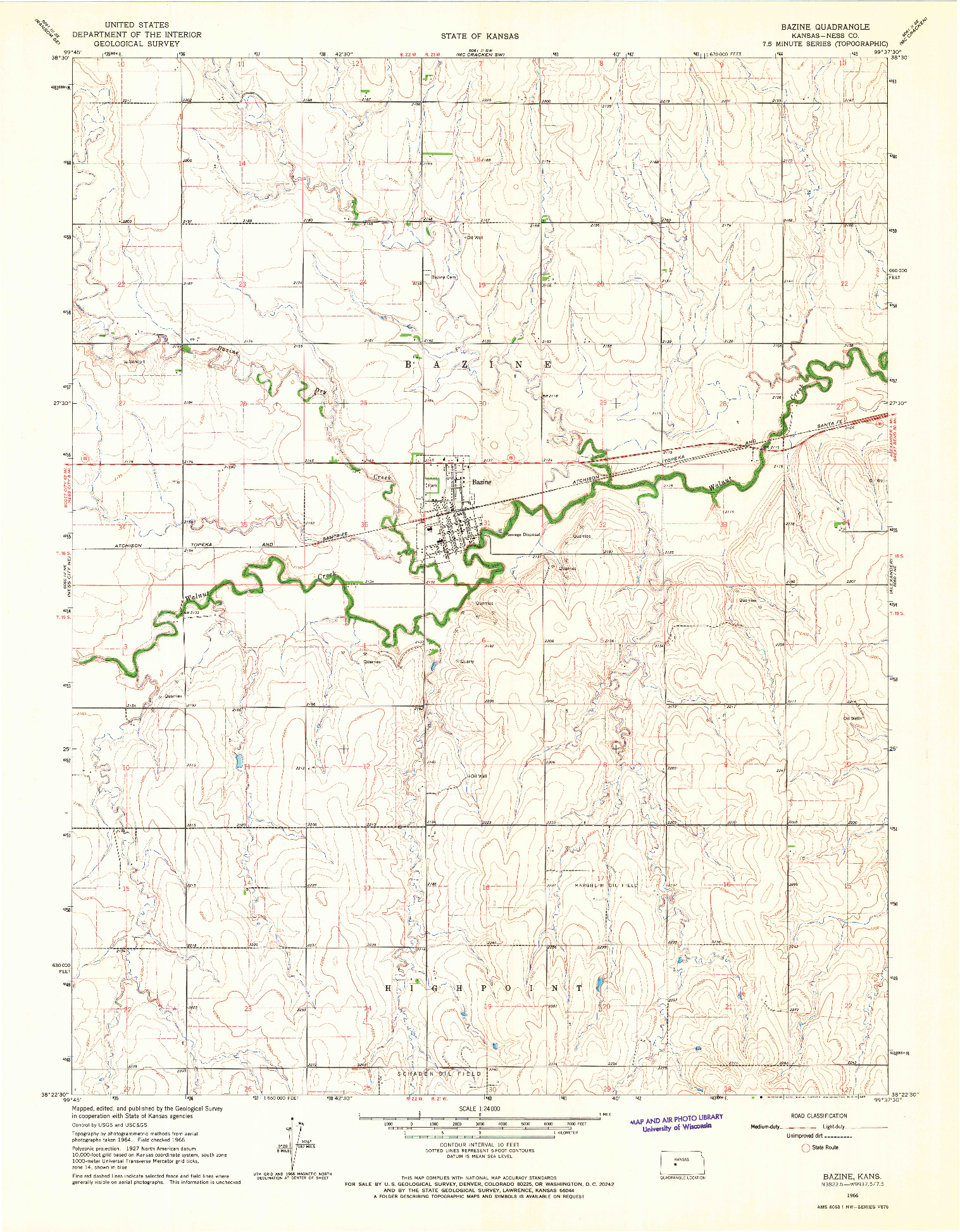 USGS 1:24000-SCALE QUADRANGLE FOR BAZINE, KS 1966