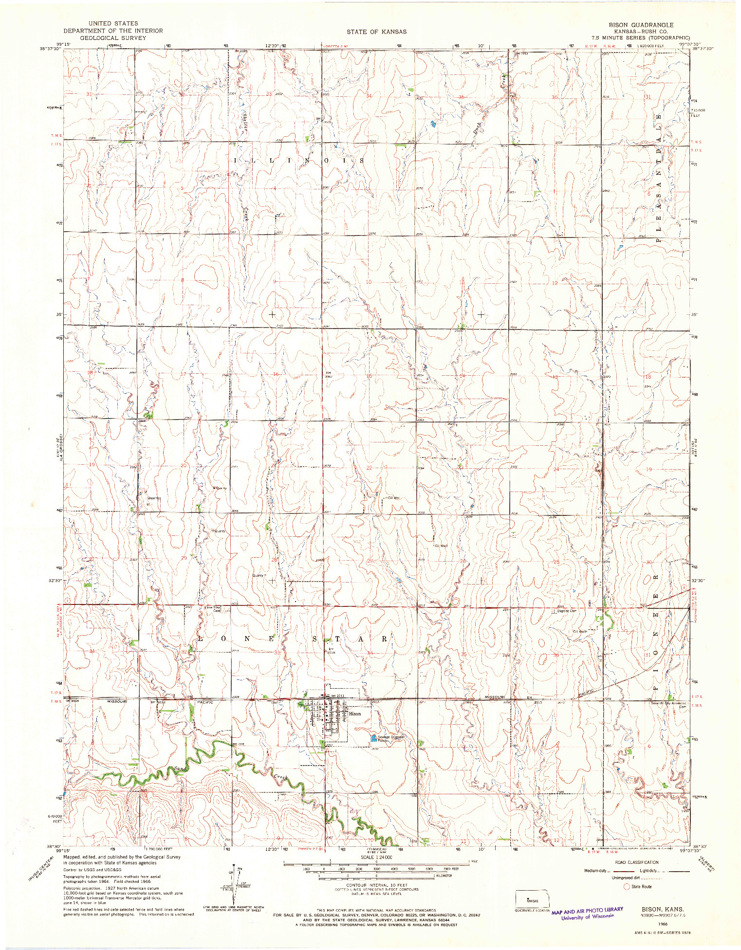 USGS 1:24000-SCALE QUADRANGLE FOR BISON, KS 1966