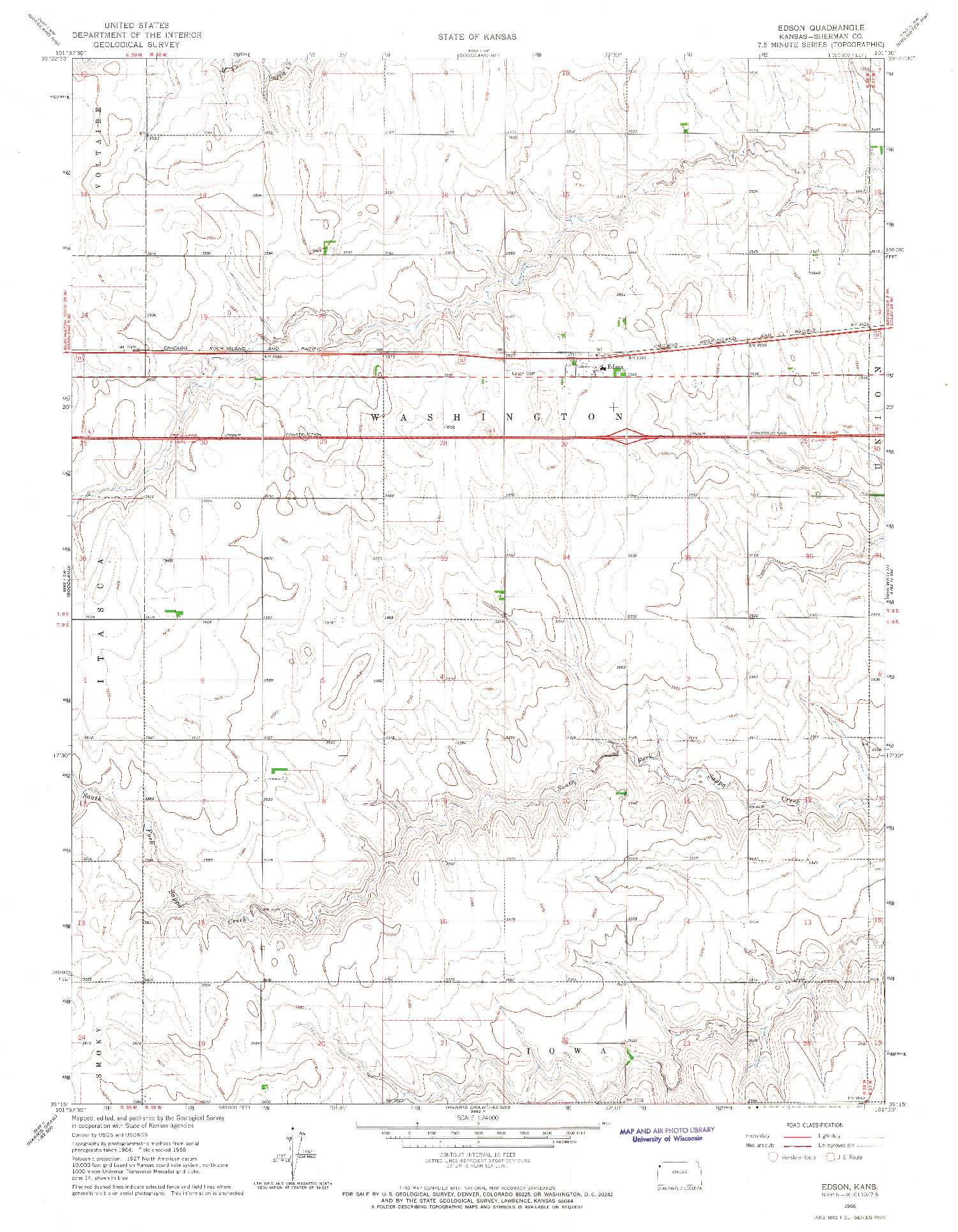 USGS 1:24000-SCALE QUADRANGLE FOR EDSON, KS 1966