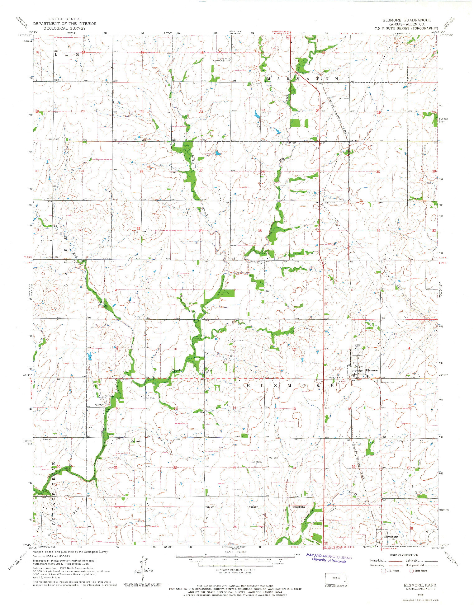 USGS 1:24000-SCALE QUADRANGLE FOR ELSMORE, KS 1966