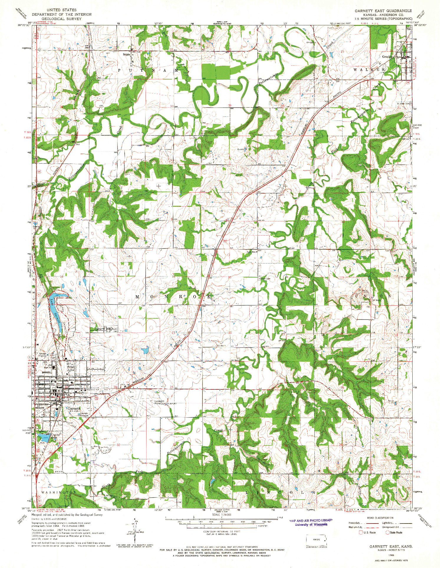 USGS 1:24000-SCALE QUADRANGLE FOR GARNETT EAST, KS 1966