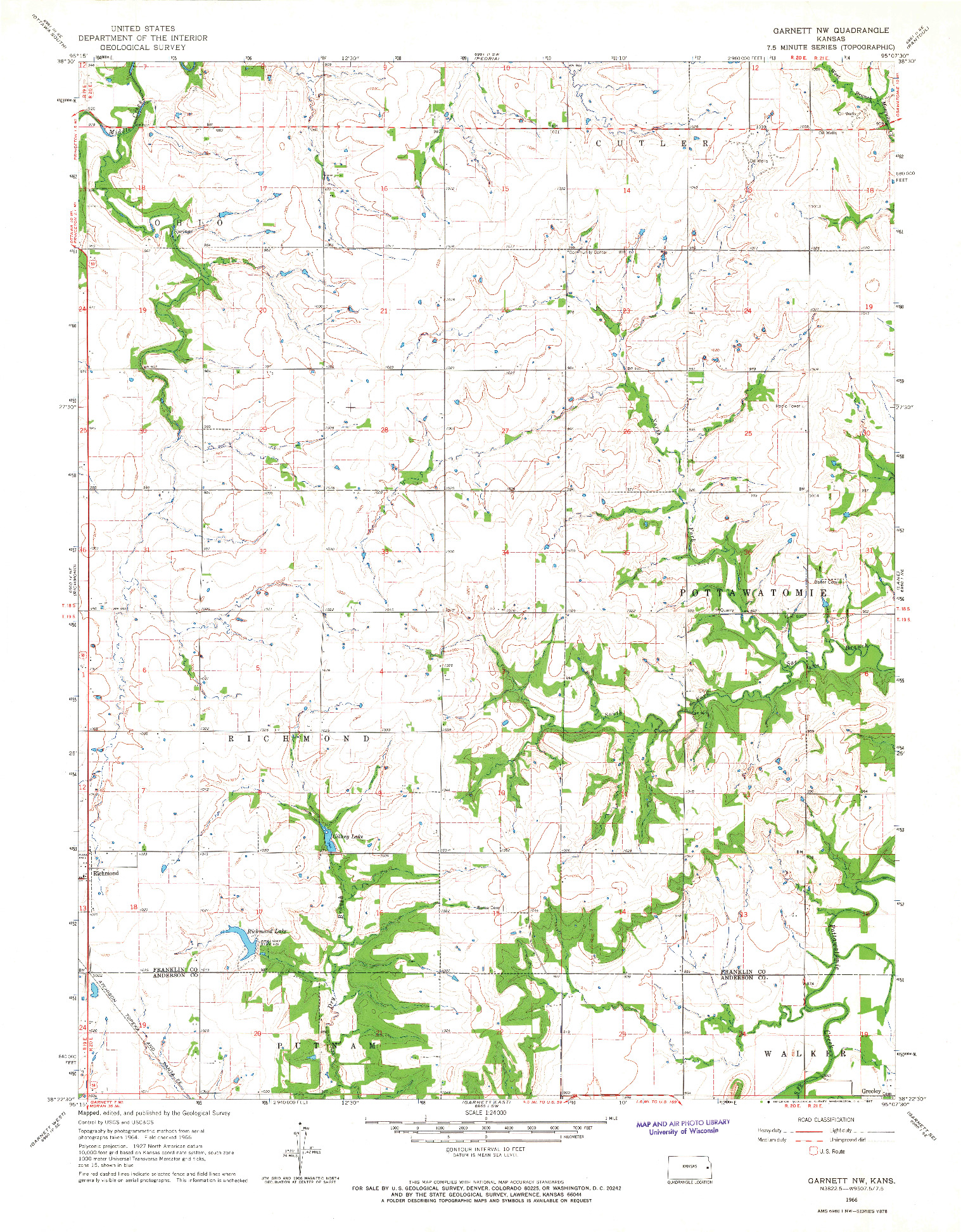 USGS 1:24000-SCALE QUADRANGLE FOR GARNETT NW, KS 1966