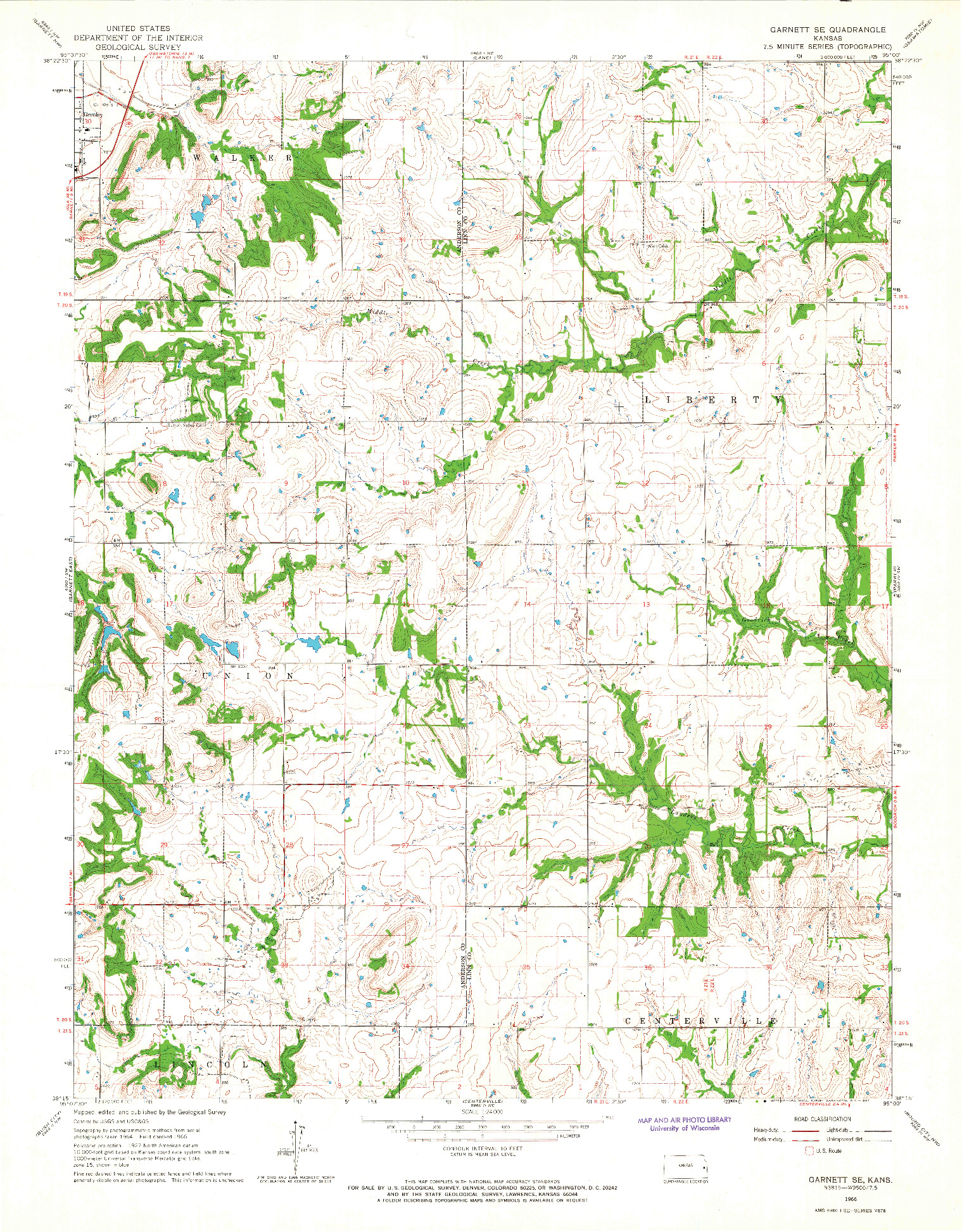 USGS 1:24000-SCALE QUADRANGLE FOR GARNETT SE, KS 1966