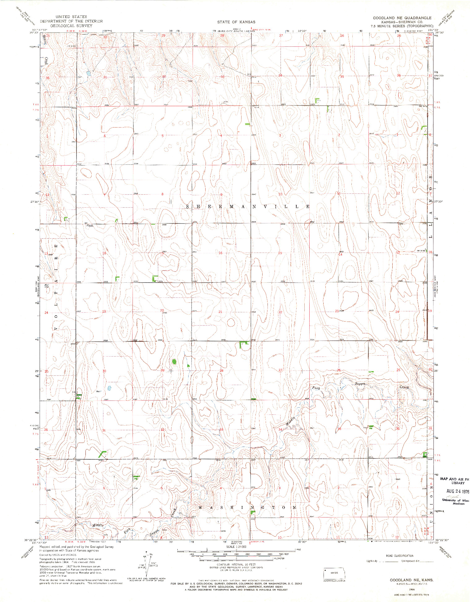 USGS 1:24000-SCALE QUADRANGLE FOR GOODLAND NE, KS 1966