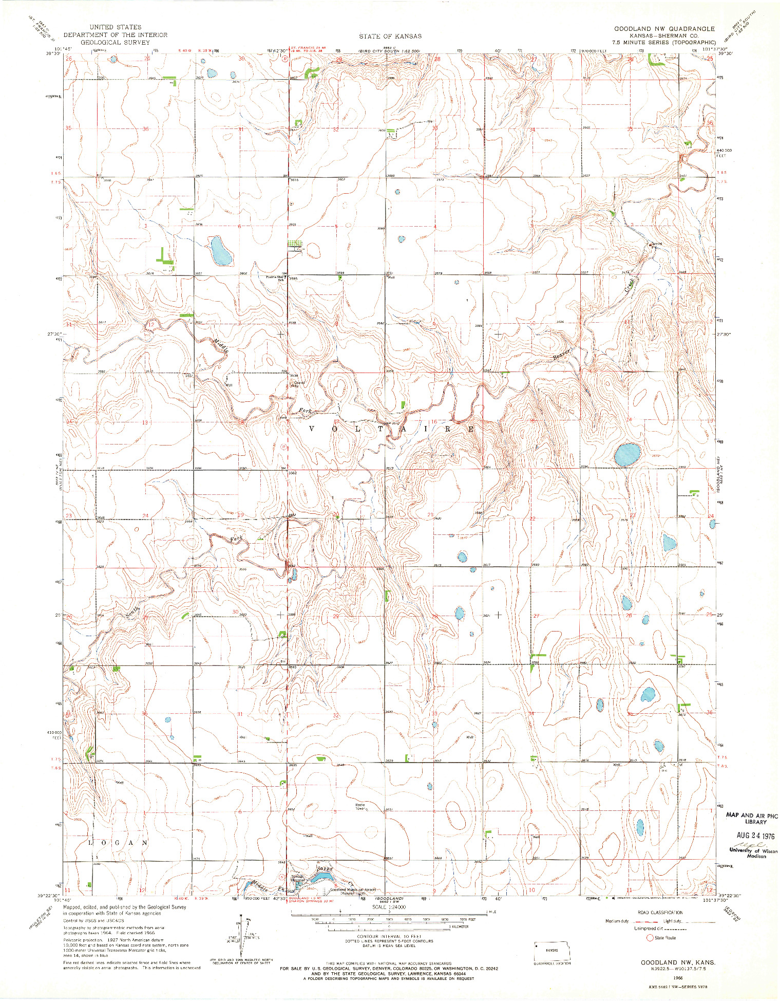 USGS 1:24000-SCALE QUADRANGLE FOR GOODLAND NW, KS 1966
