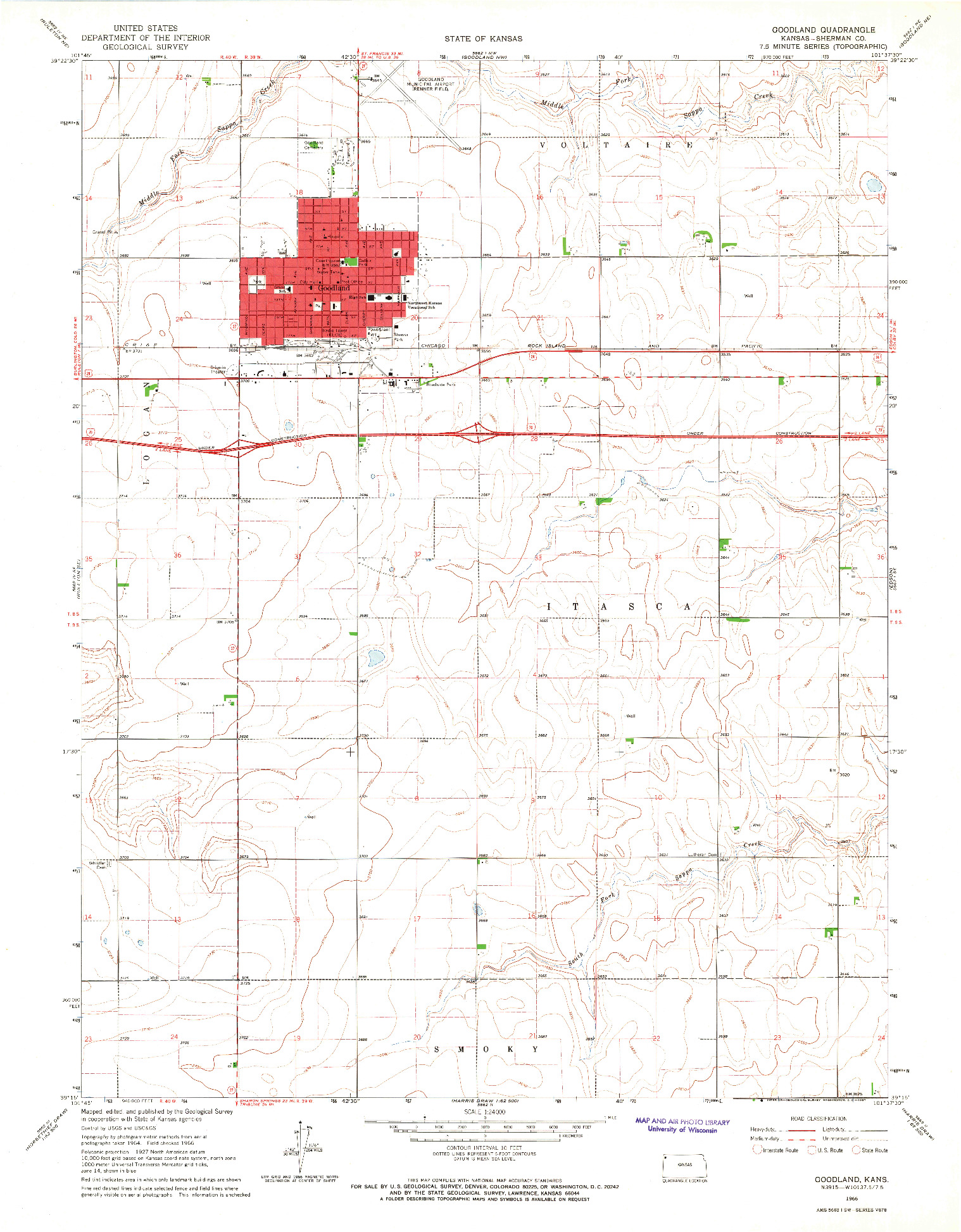 USGS 1:24000-SCALE QUADRANGLE FOR GOODLAND, KS 1966