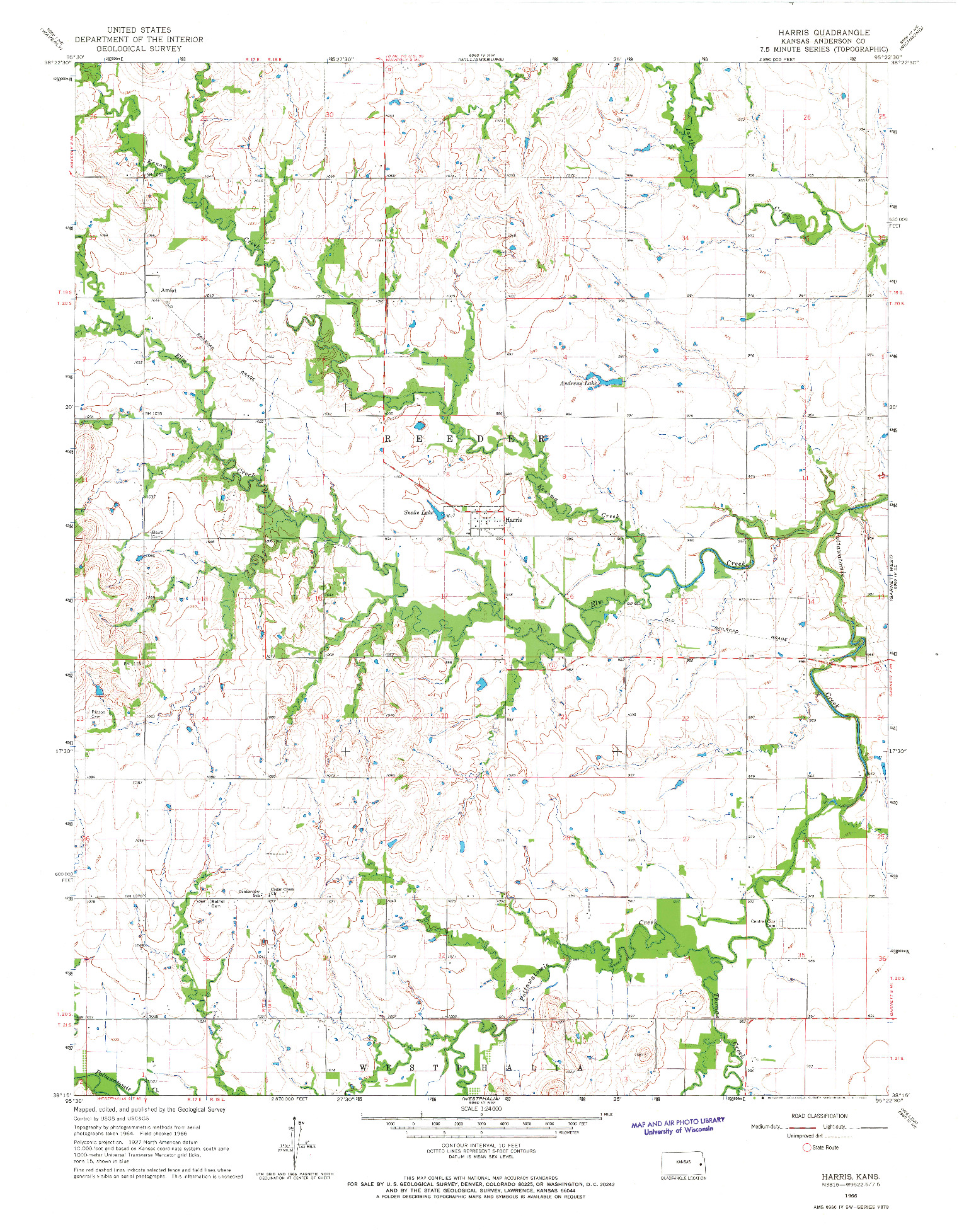 USGS 1:24000-SCALE QUADRANGLE FOR HARRIS, KS 1966