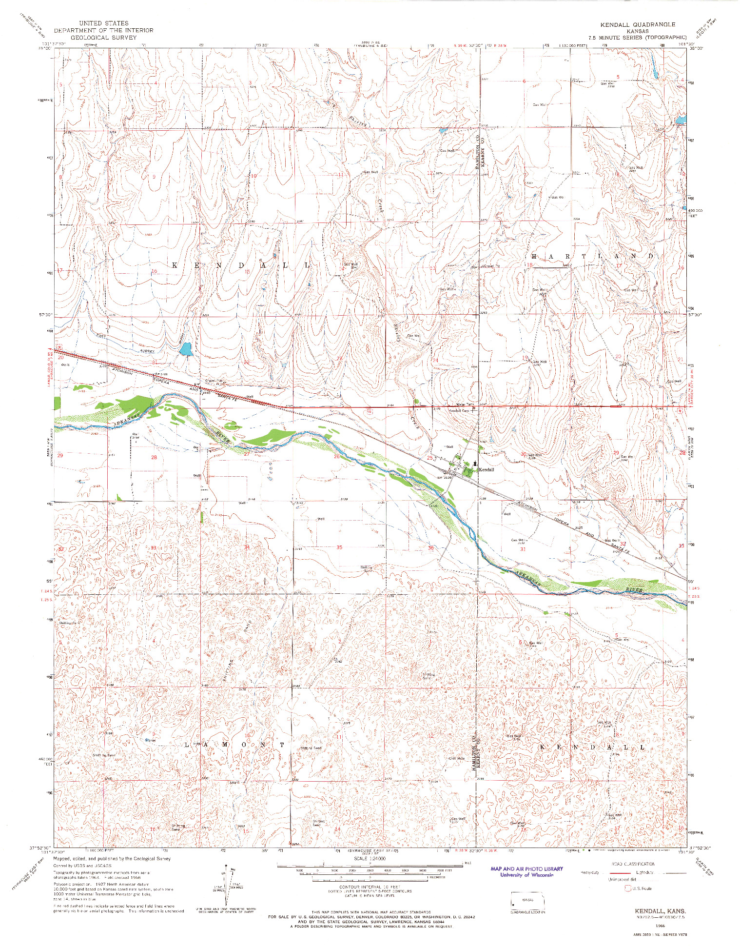 USGS 1:24000-SCALE QUADRANGLE FOR KENDALL, KS 1966
