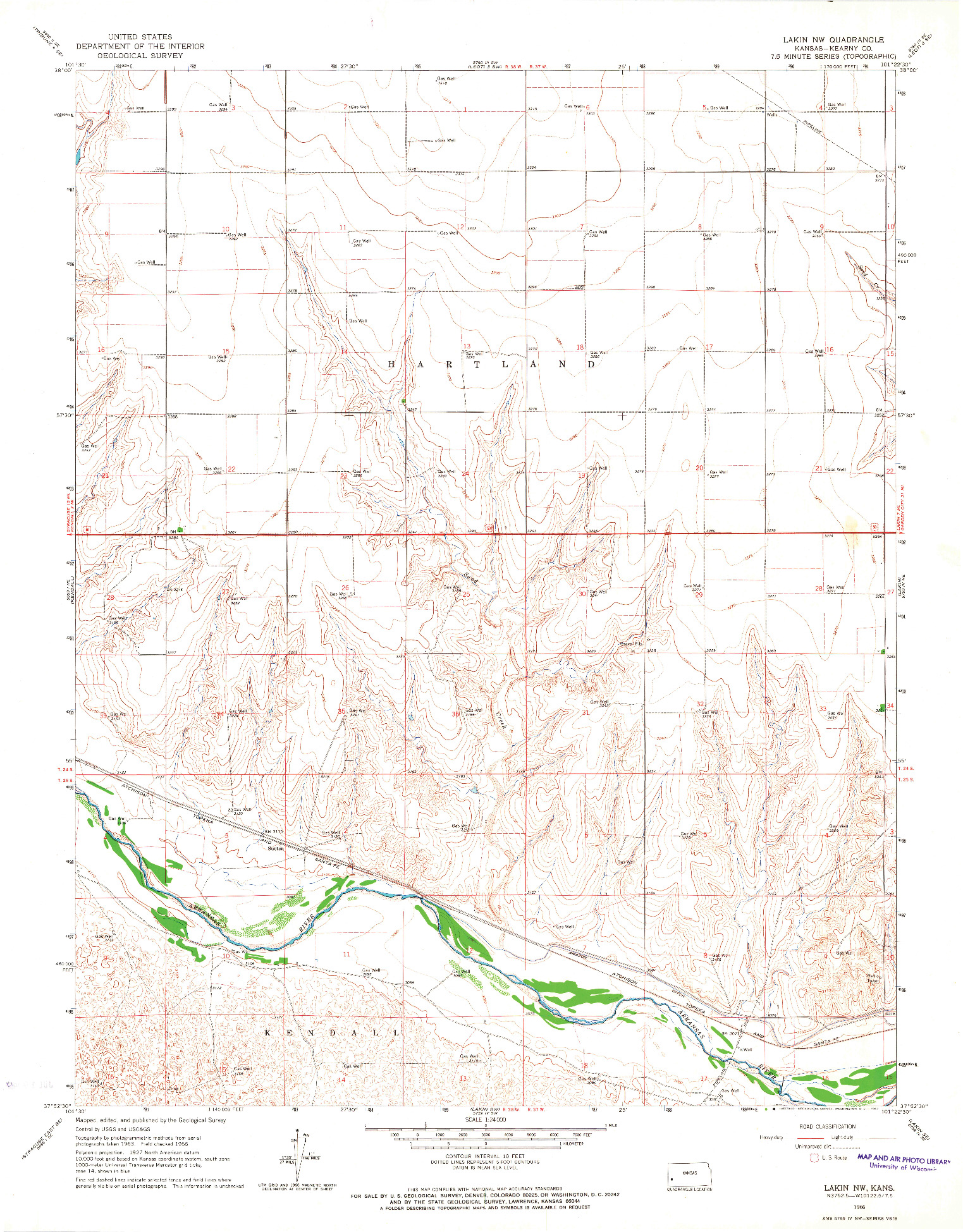 USGS 1:24000-SCALE QUADRANGLE FOR LAKIN NW, KS 1966