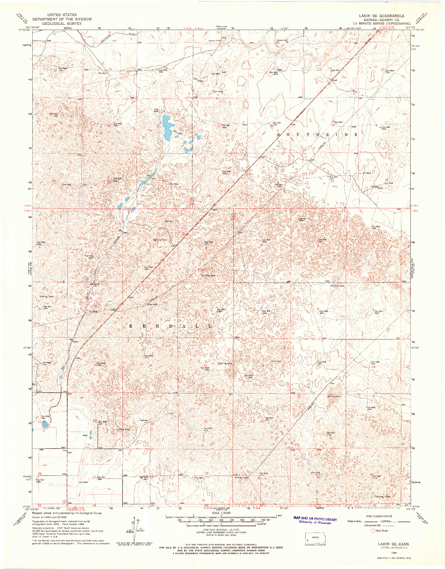 USGS 1:24000-SCALE QUADRANGLE FOR LAKIN SE, KS 1966