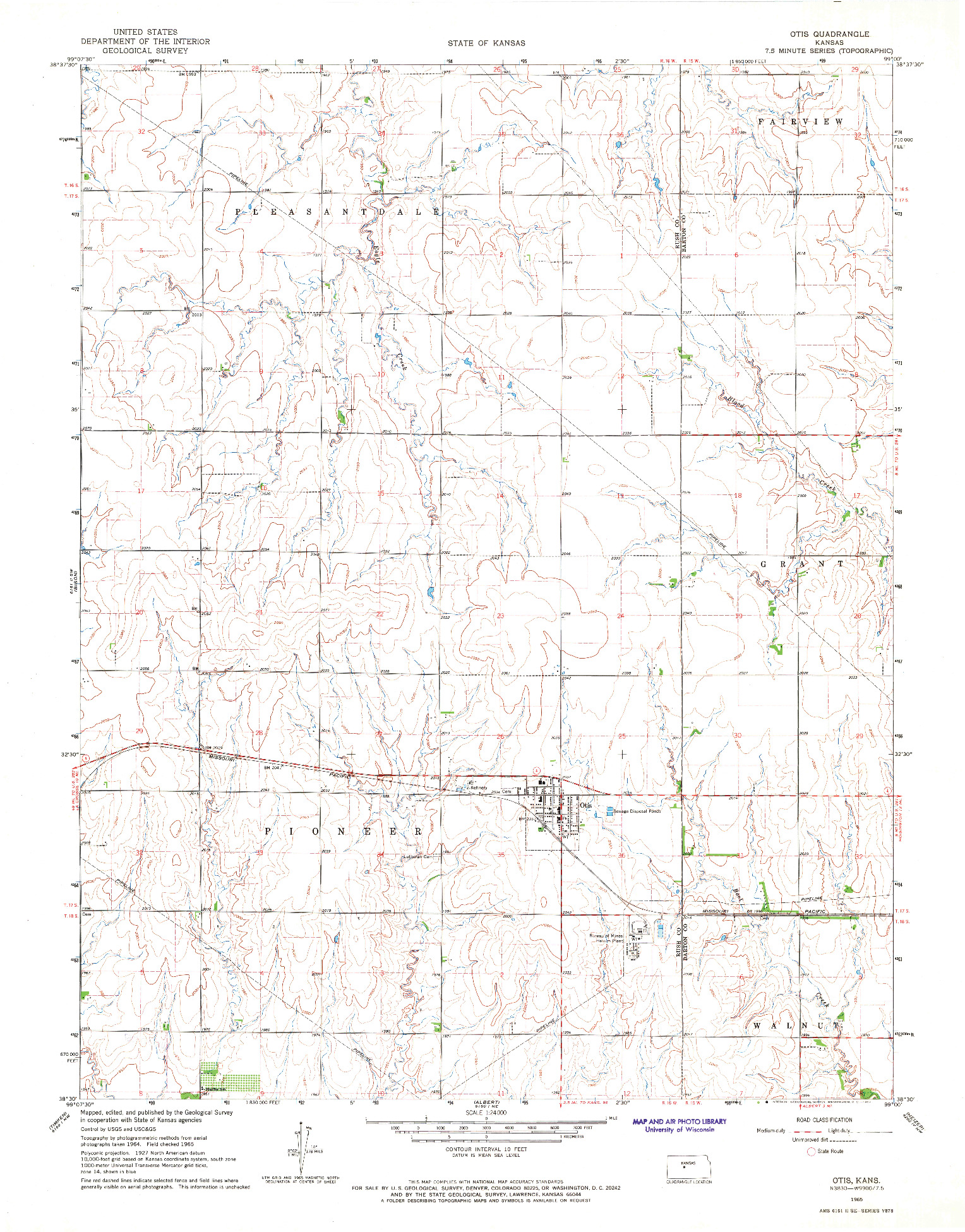 USGS 1:24000-SCALE QUADRANGLE FOR OTIS, KS 1965