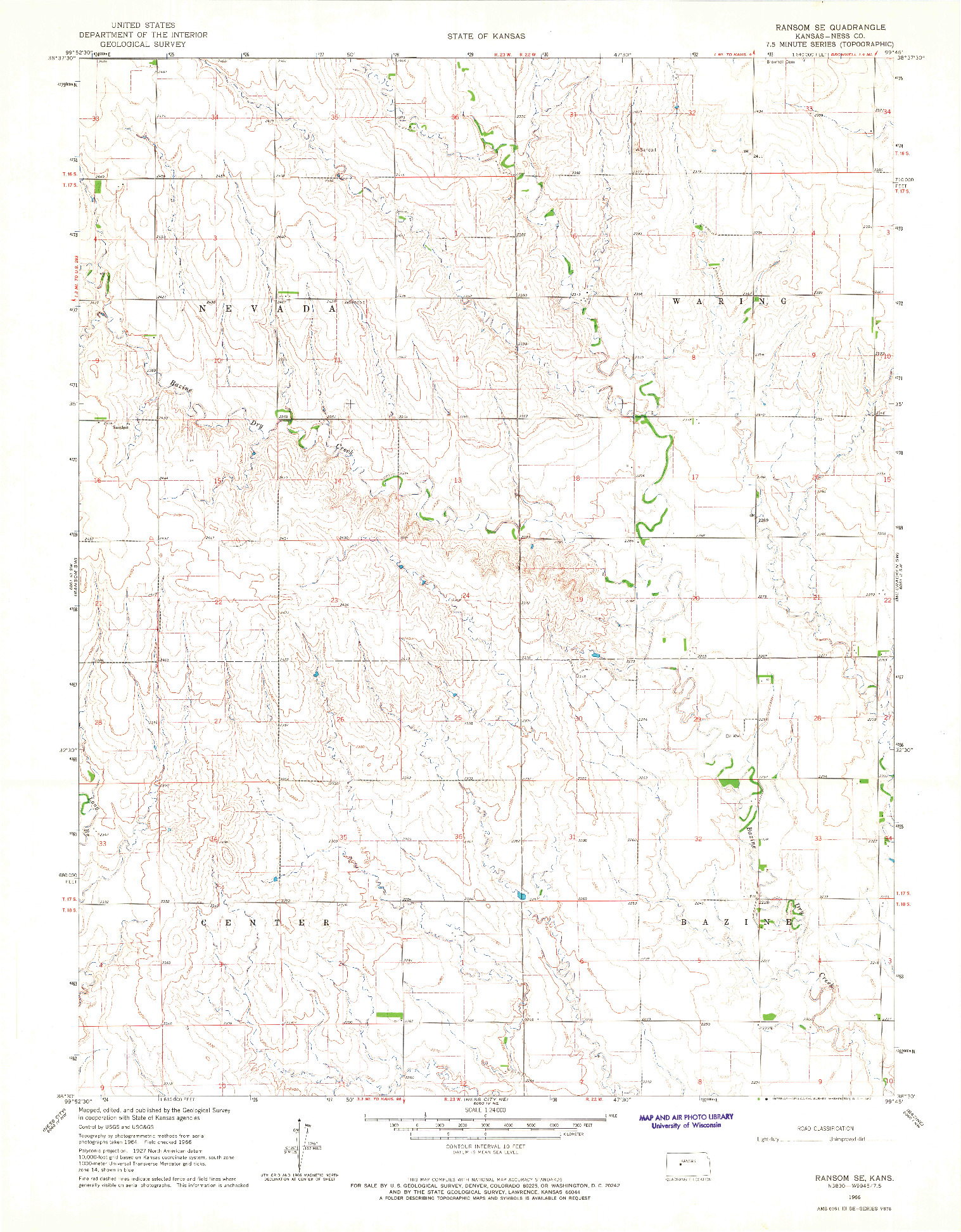 USGS 1:24000-SCALE QUADRANGLE FOR RANSOM SE, KS 1966