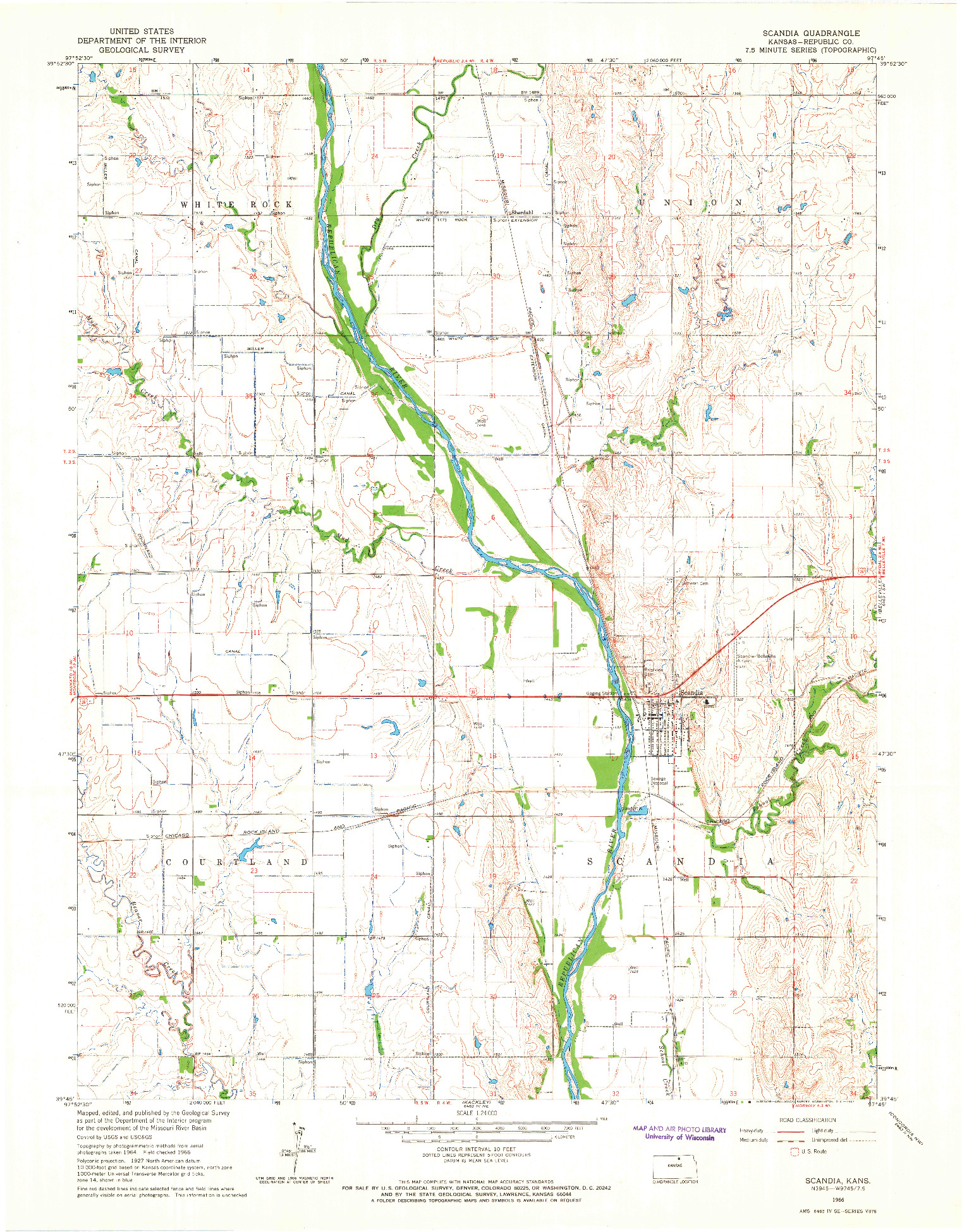 USGS 1:24000-SCALE QUADRANGLE FOR SCANDIA, KS 1966