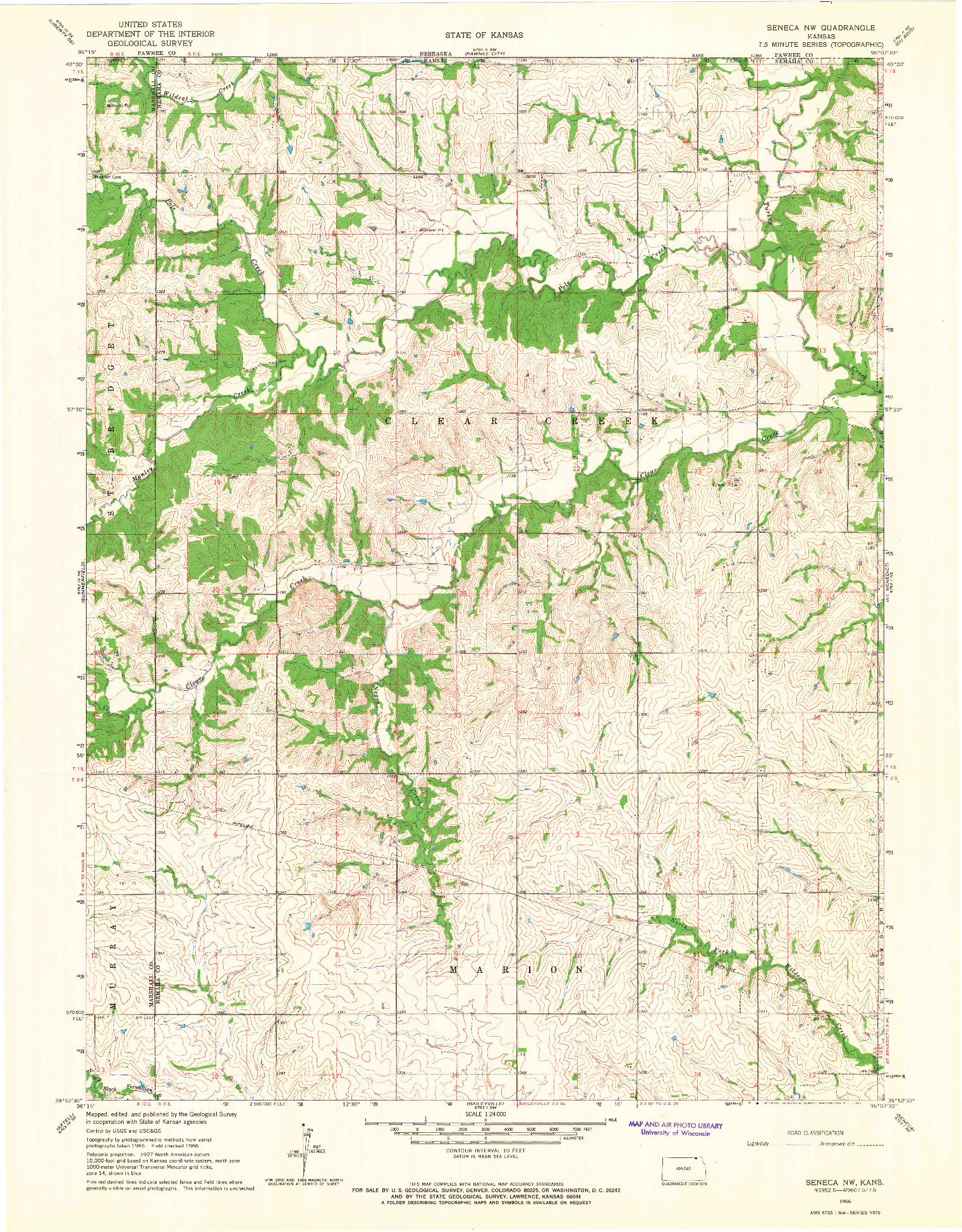USGS 1:24000-SCALE QUADRANGLE FOR SENECA NW, KS 1966