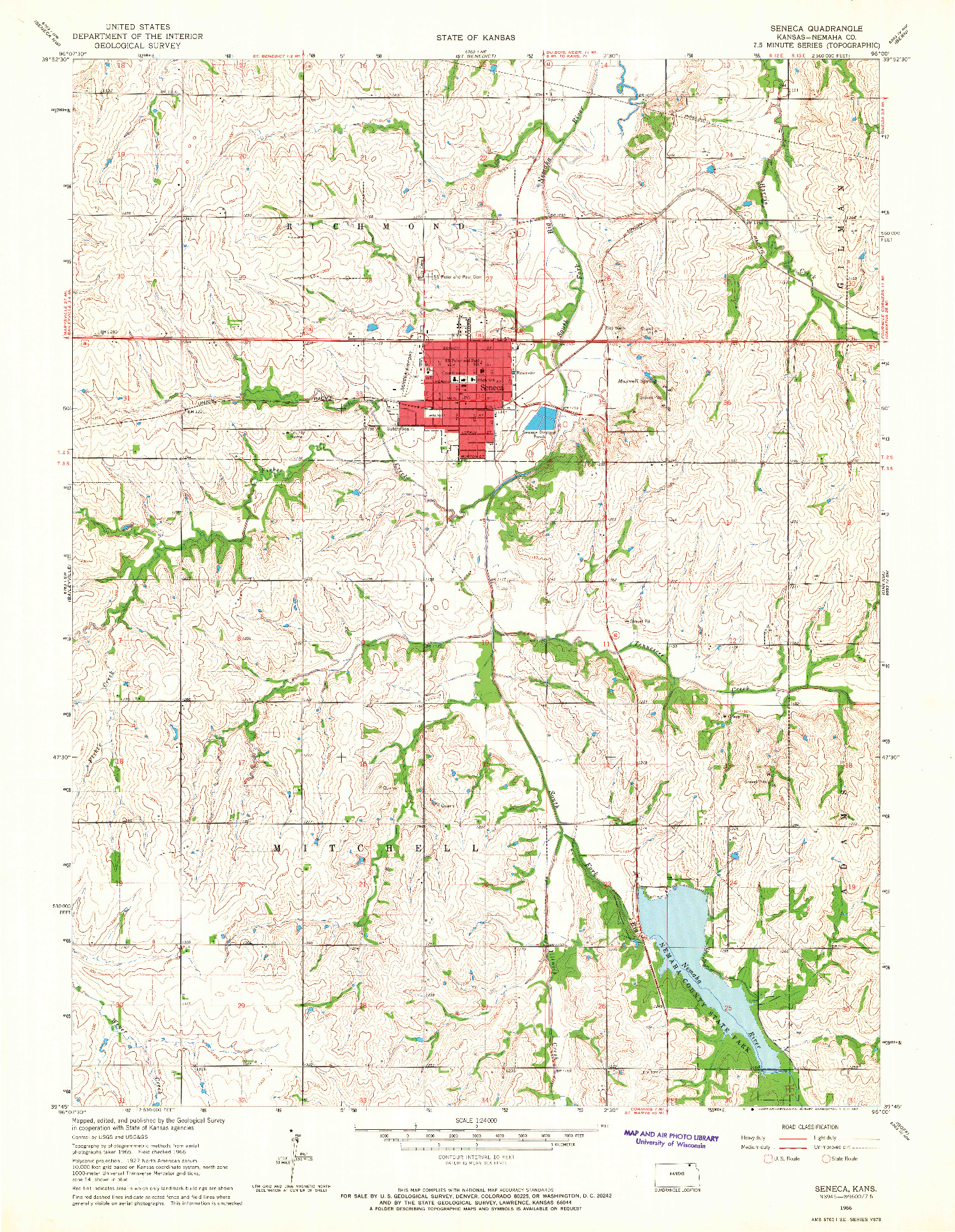 USGS 1:24000-SCALE QUADRANGLE FOR SENECA, KS 1966
