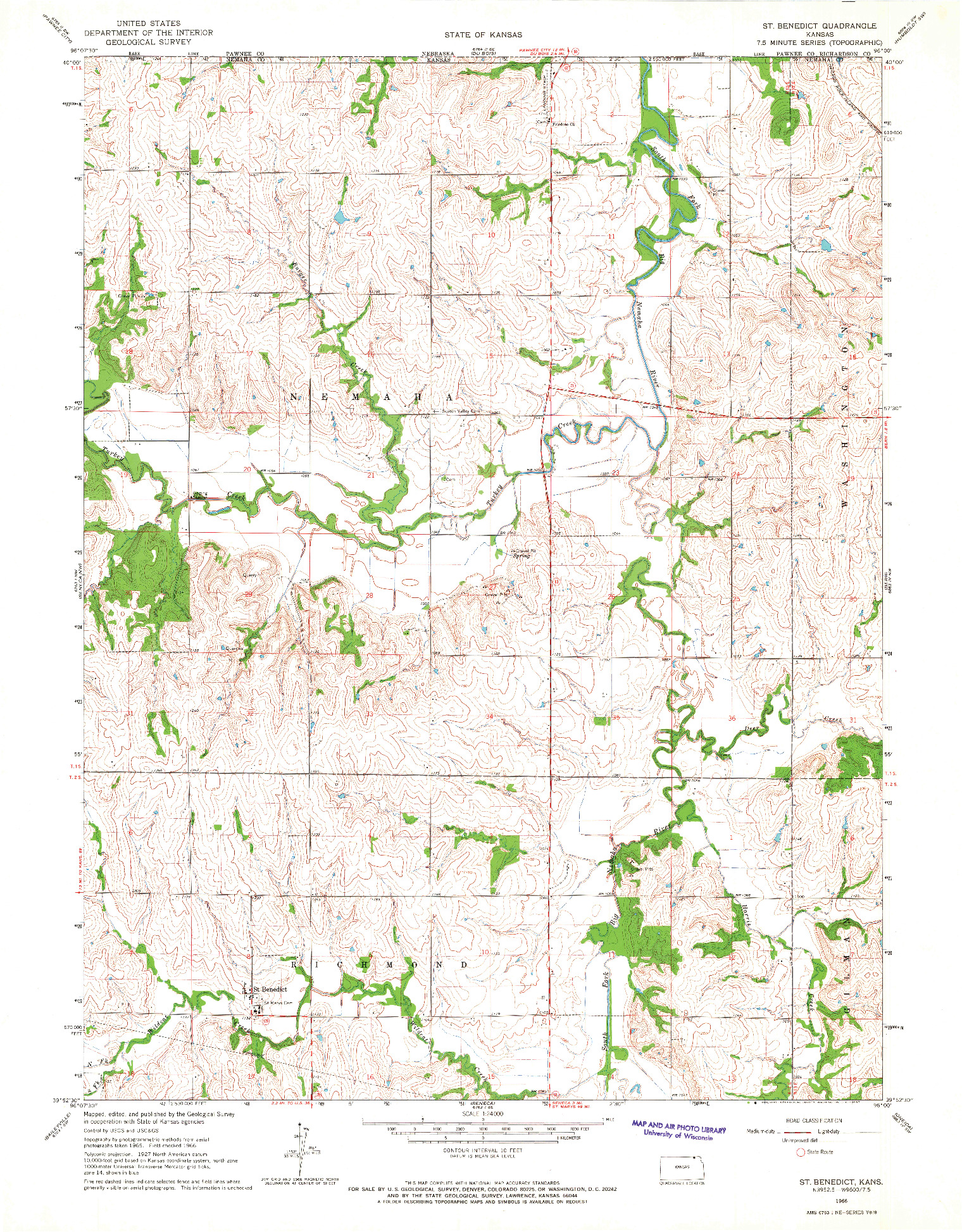 USGS 1:24000-SCALE QUADRANGLE FOR ST BENEDICT, KS 1966