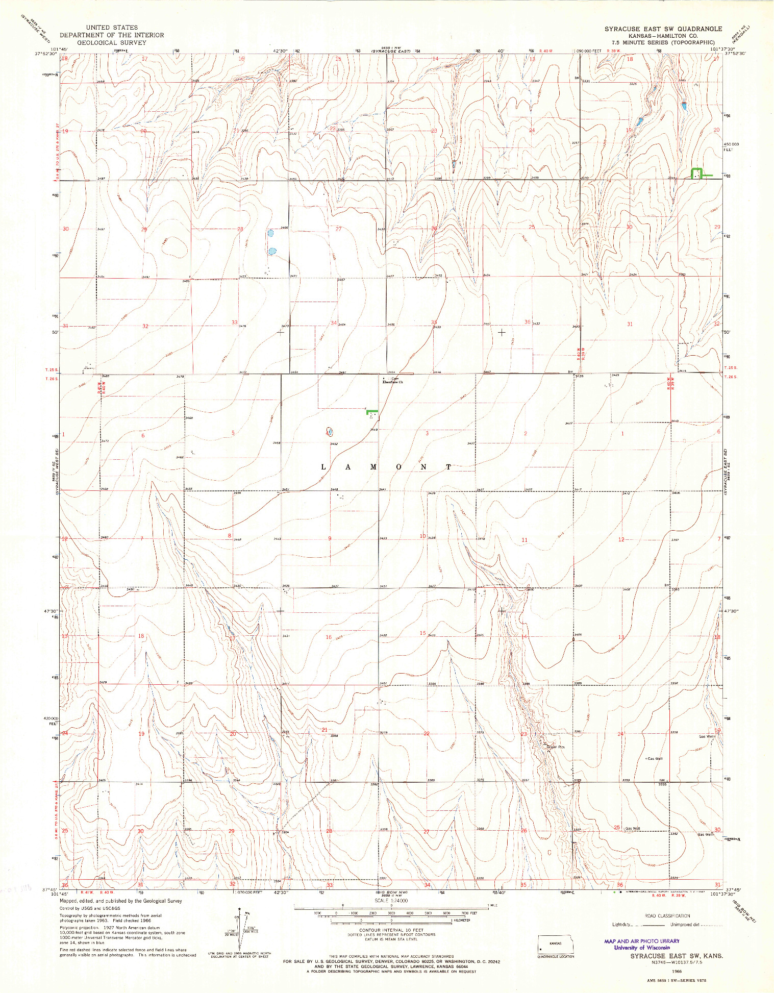 USGS 1:24000-SCALE QUADRANGLE FOR SYRACUSE EAST SW, KS 1966