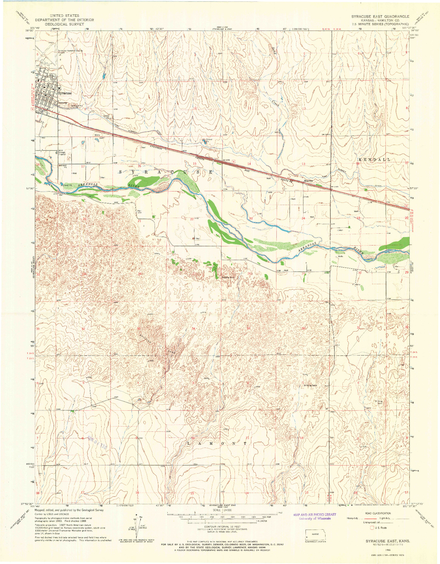 USGS 1:24000-SCALE QUADRANGLE FOR SYRACUSE EAST, KS 1966