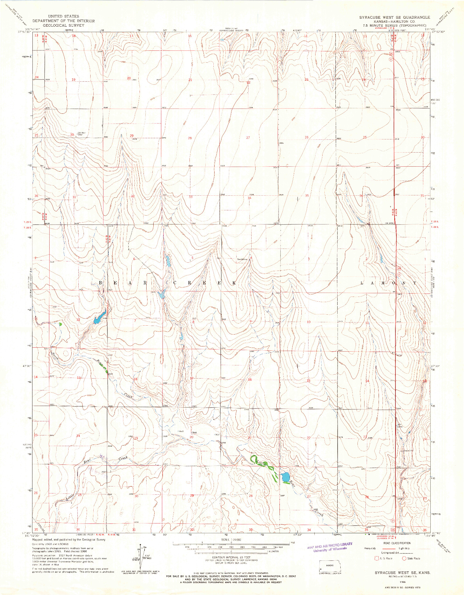 USGS 1:24000-SCALE QUADRANGLE FOR SYRACUSE WEST SE, KS 1966