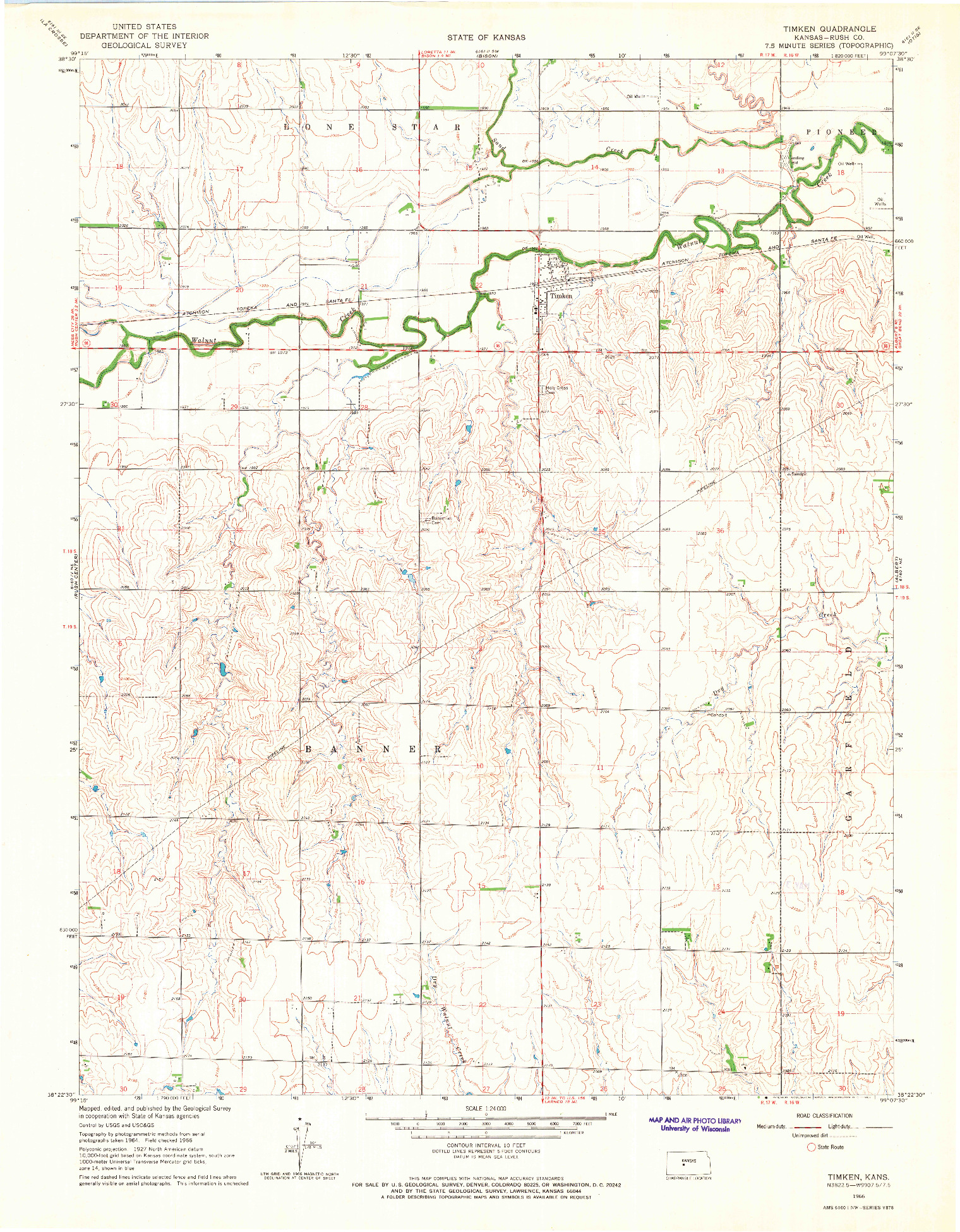 USGS 1:24000-SCALE QUADRANGLE FOR TIMKEN, KS 1966