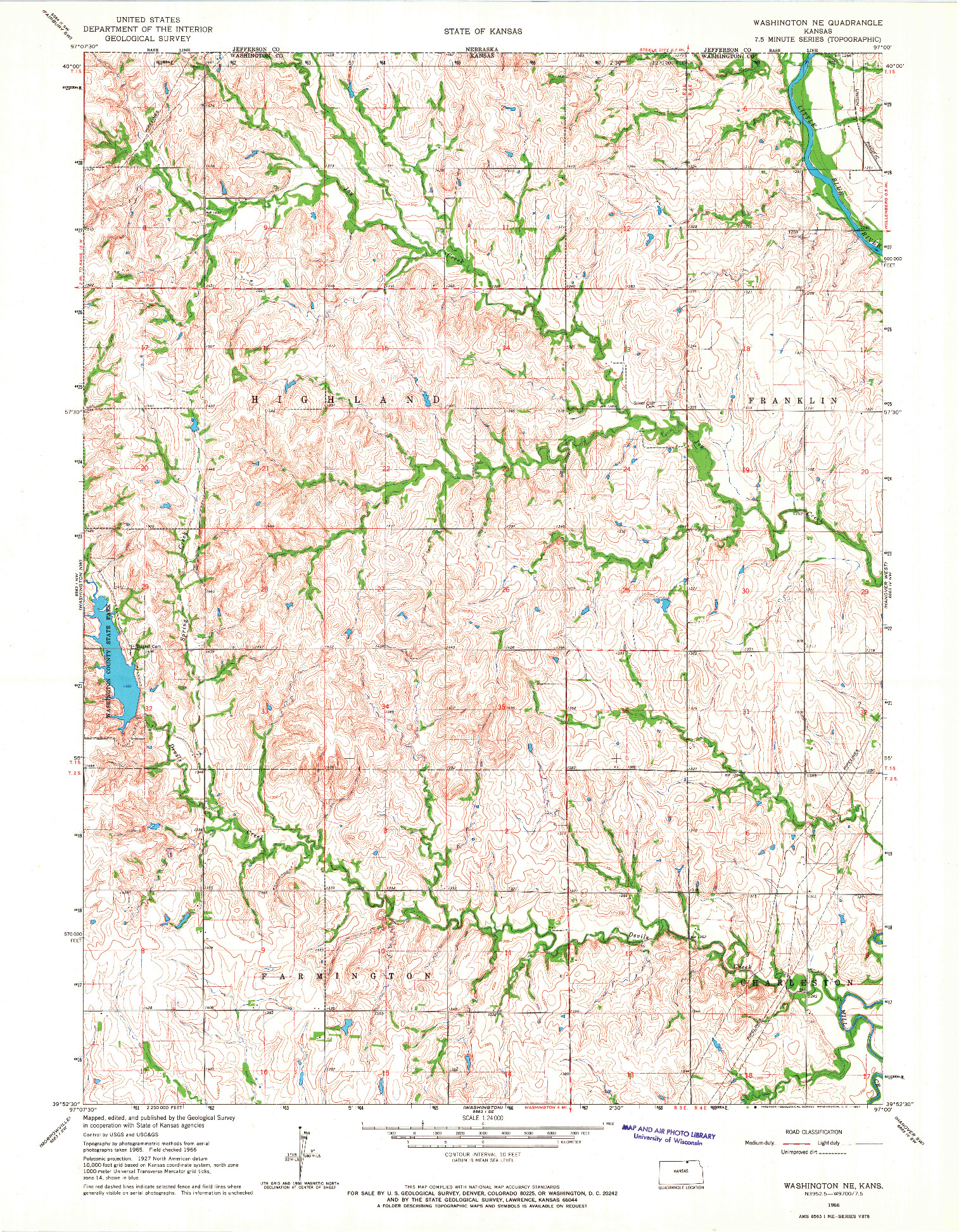 USGS 1:24000-SCALE QUADRANGLE FOR WASHINGTON NE, KS 1966