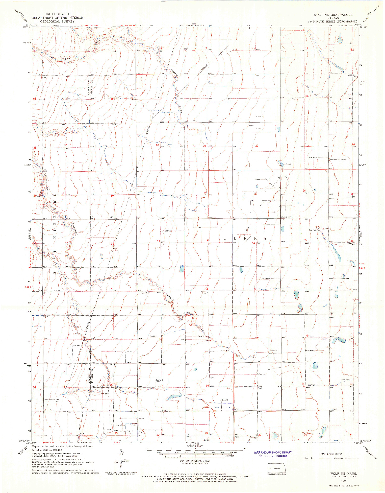 USGS 1:24000-SCALE QUADRANGLE FOR WOLF NE, KS 1965