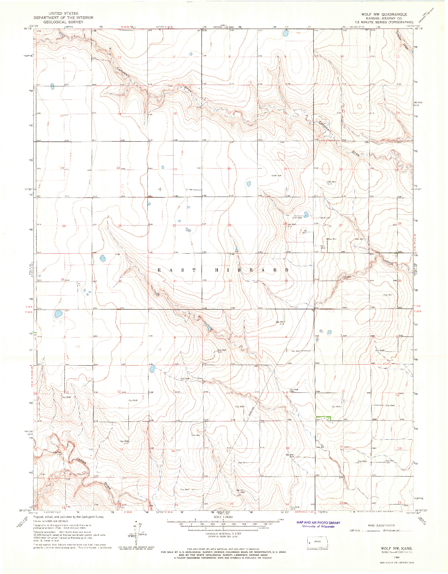 USGS 1:24000-SCALE QUADRANGLE FOR WOLF NW, KS 1965