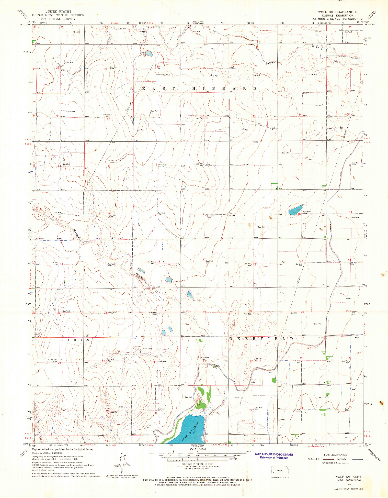 USGS 1:24000-SCALE QUADRANGLE FOR WOLF SW, KS 1966