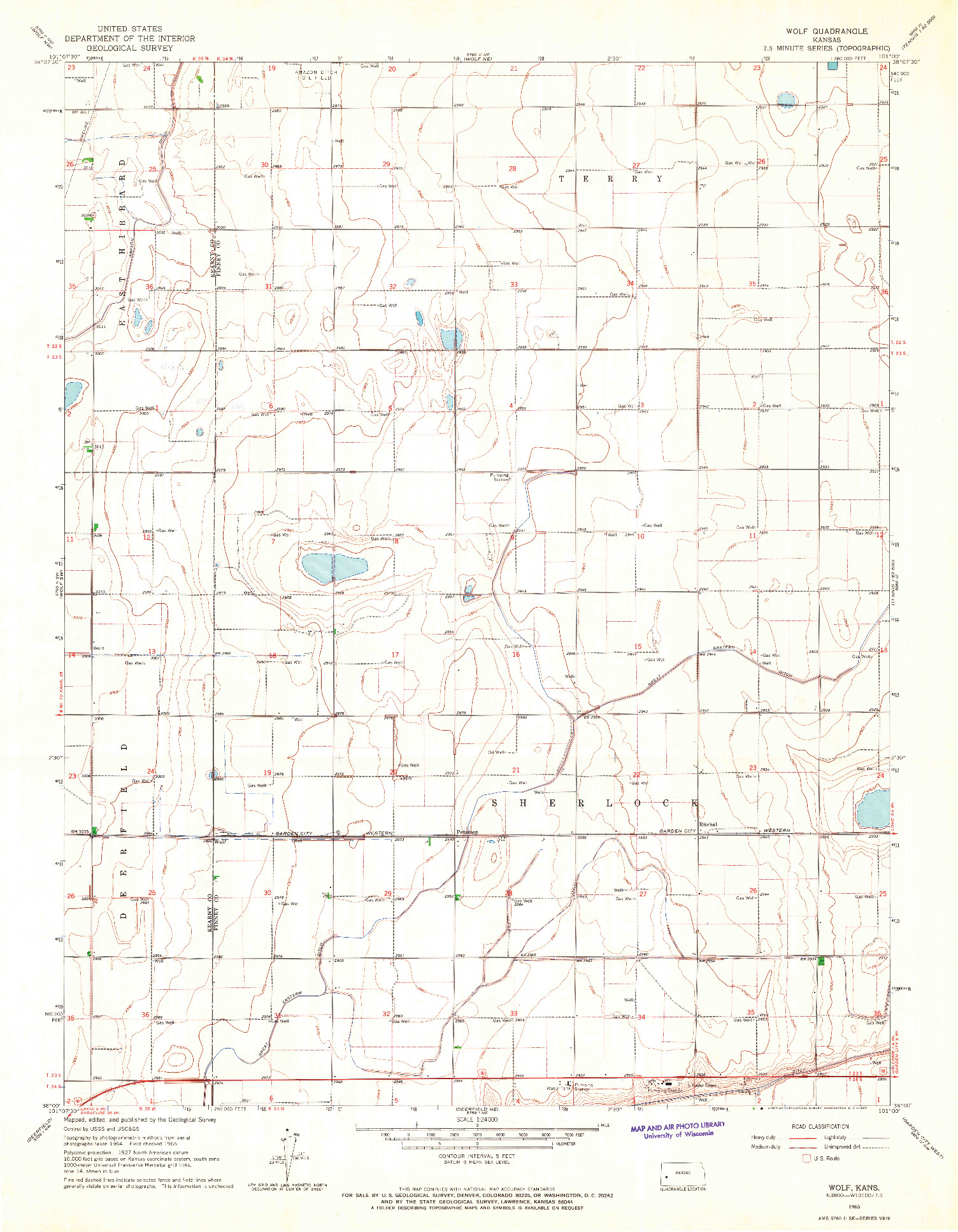 USGS 1:24000-SCALE QUADRANGLE FOR WOLF, KS 1965