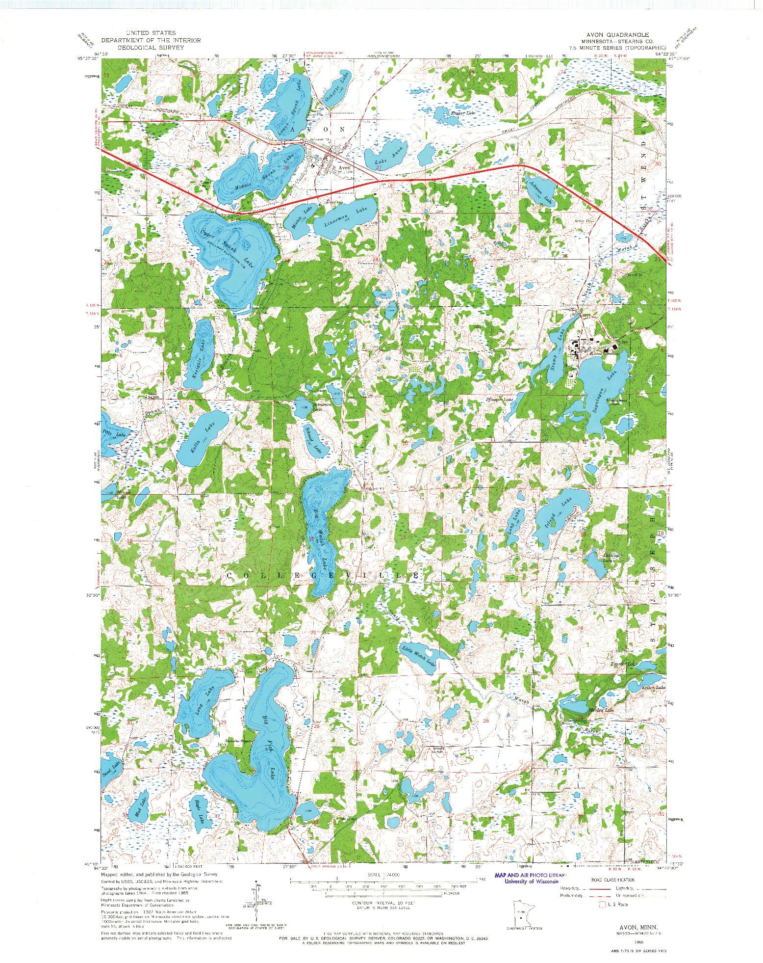 USGS 1:24000-SCALE QUADRANGLE FOR AVON, MN 1965