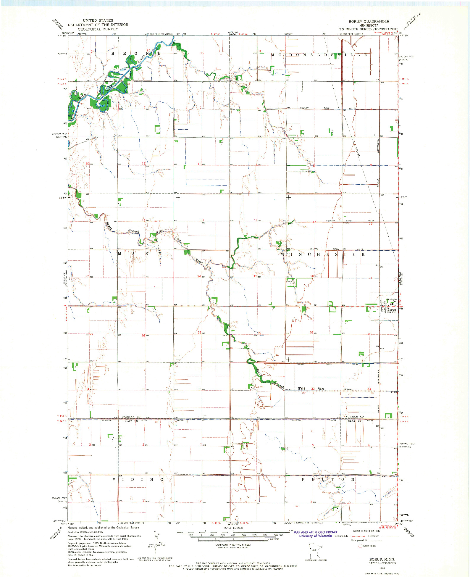 USGS 1:24000-SCALE QUADRANGLE FOR BORUP, MN 1966