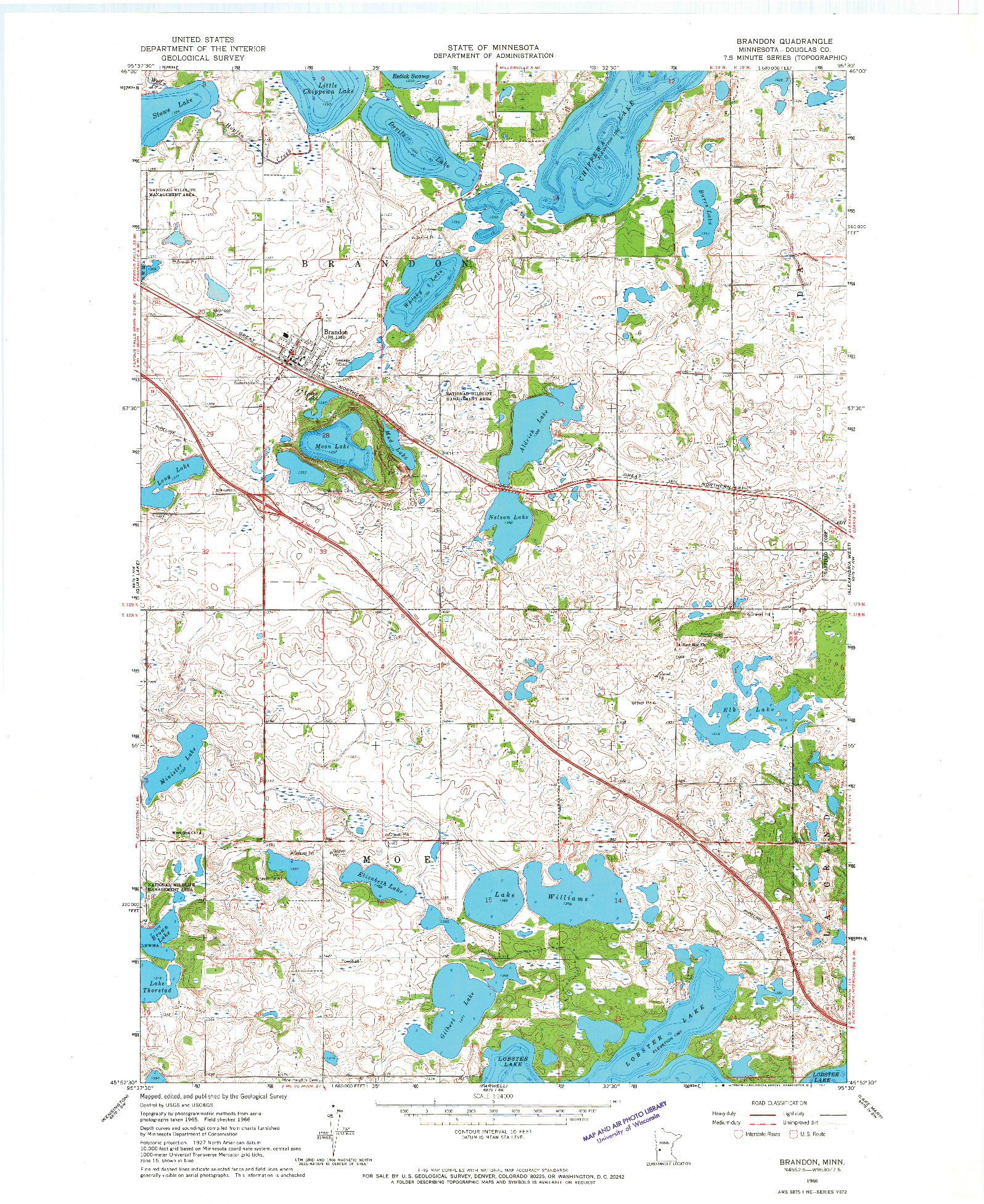 USGS 1:24000-SCALE QUADRANGLE FOR BRANDON, MN 1966