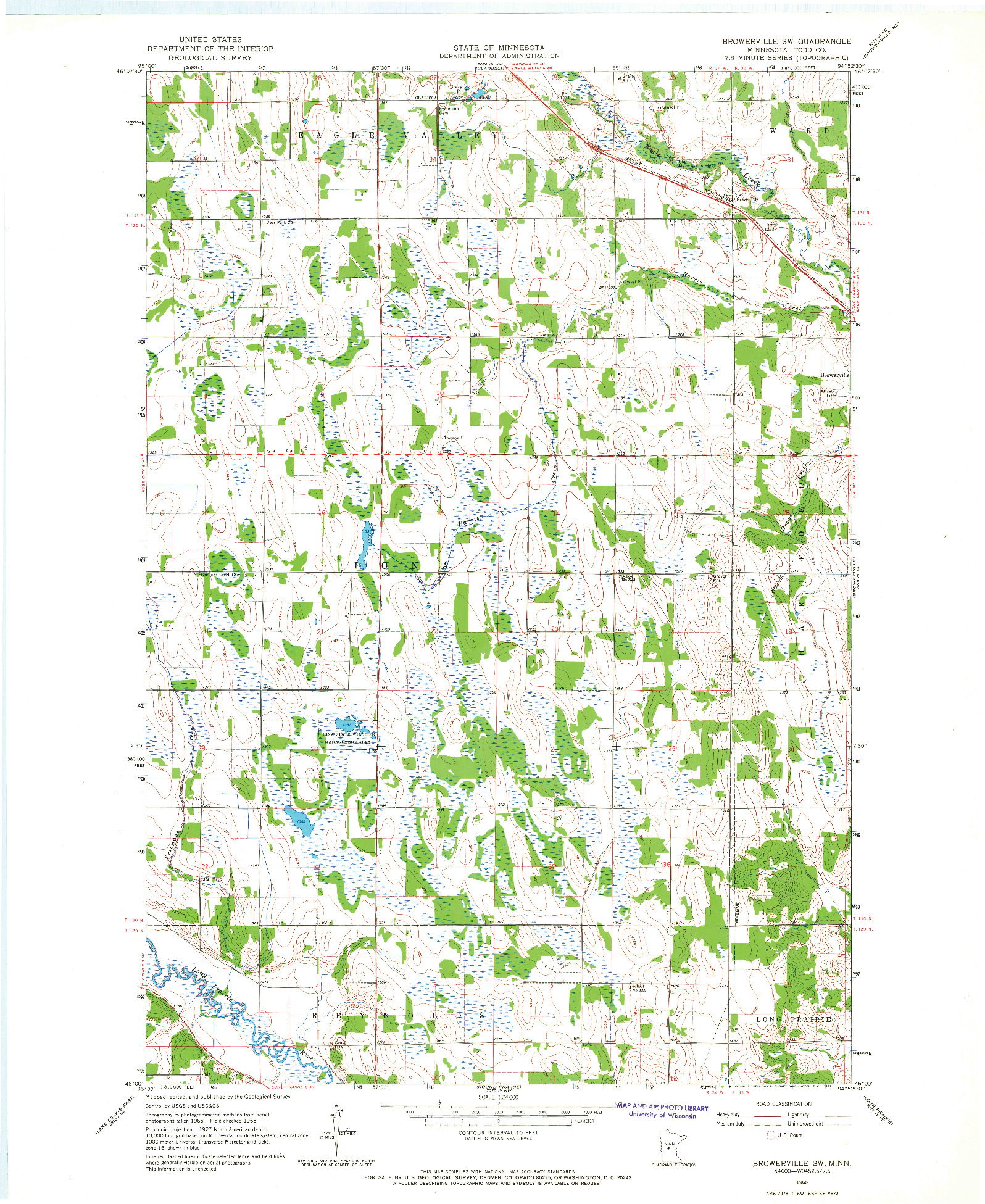 USGS 1:24000-SCALE QUADRANGLE FOR BROWERVILLE SW, MN 1966