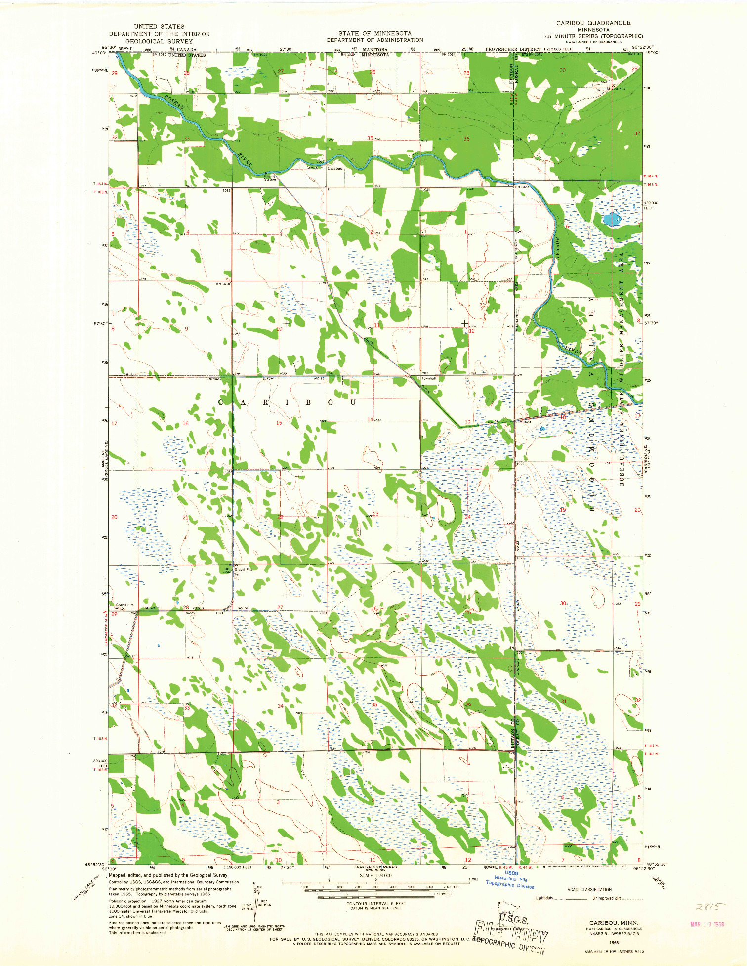 USGS 1:24000-SCALE QUADRANGLE FOR CARIBOU, MN 1966