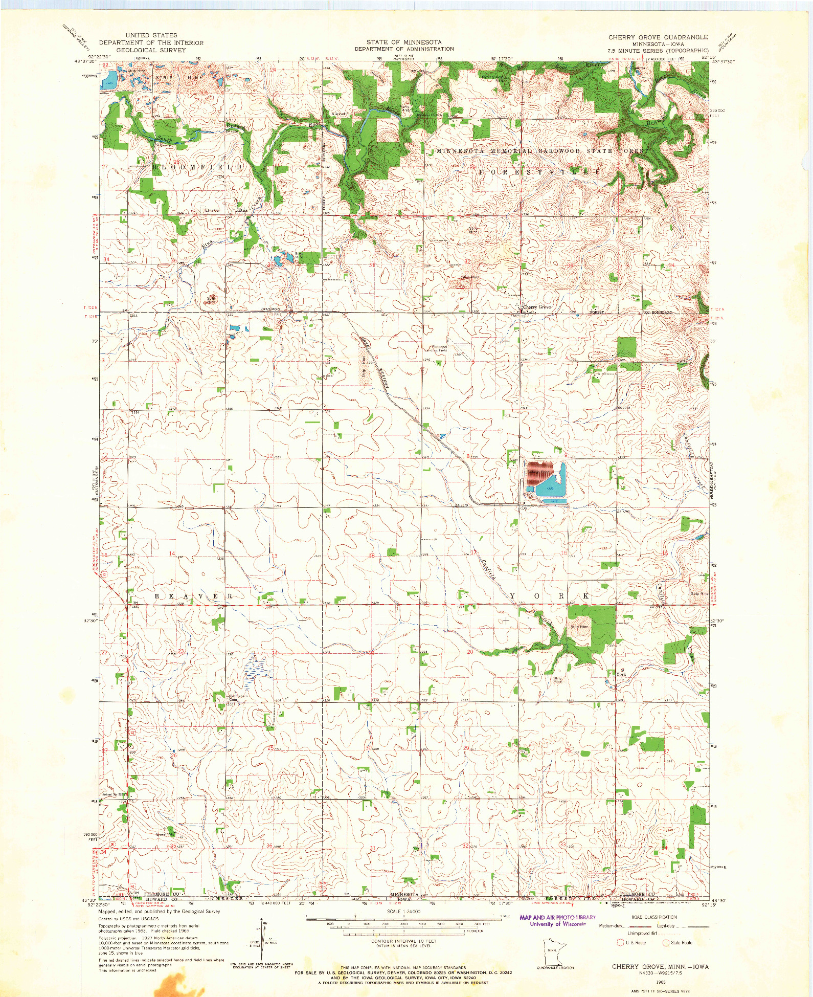 USGS 1:24000-SCALE QUADRANGLE FOR CHERRY GROVE, MN 1965