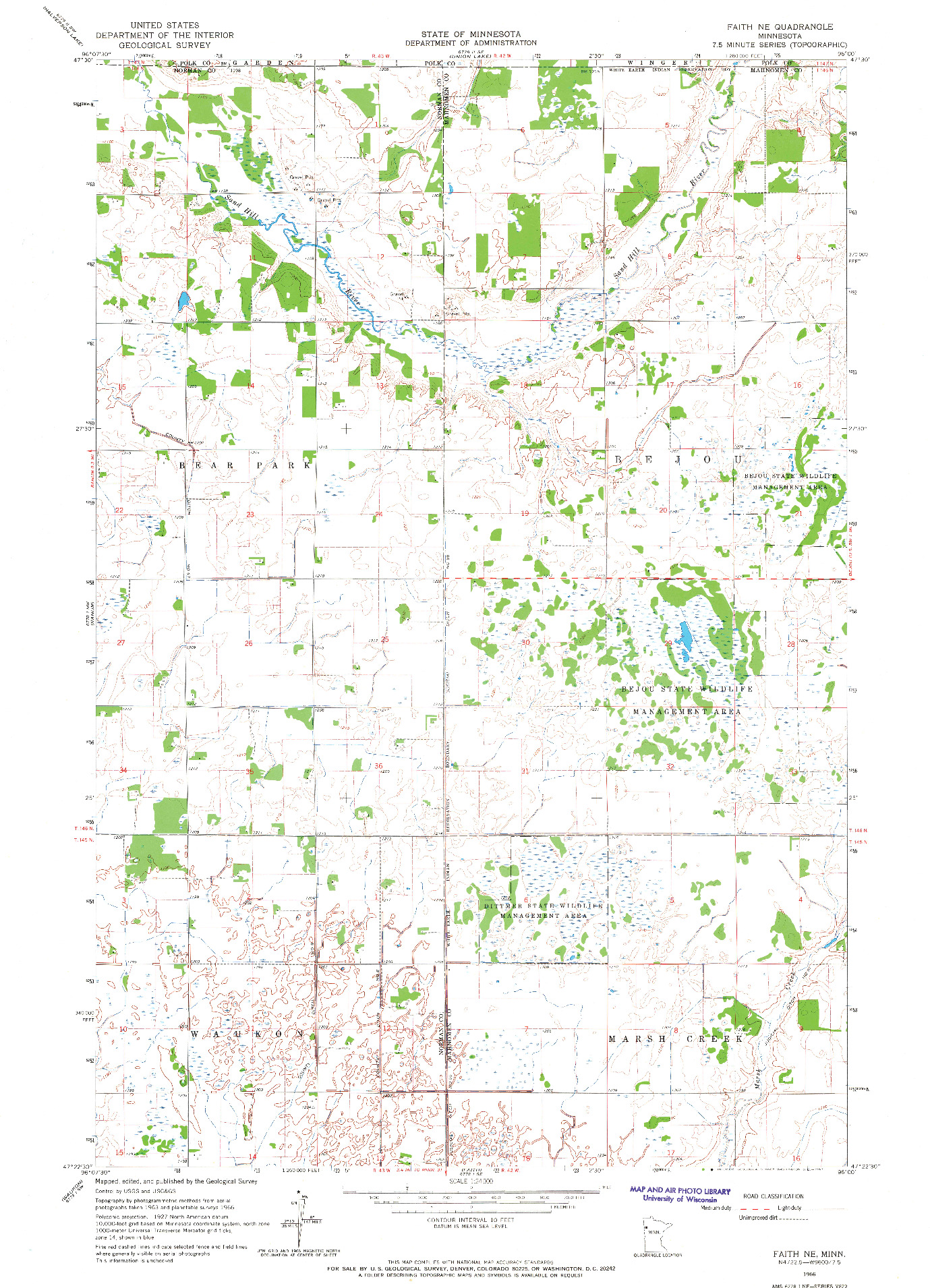 USGS 1:24000-SCALE QUADRANGLE FOR FAITH NE, MN 1966