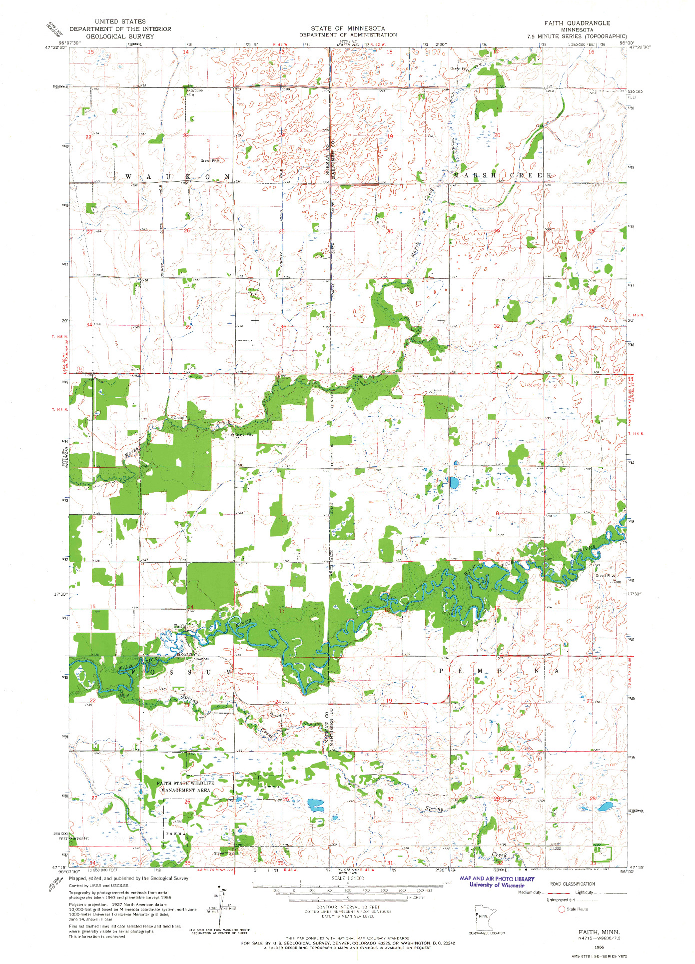 USGS 1:24000-SCALE QUADRANGLE FOR FAITH, MN 1966