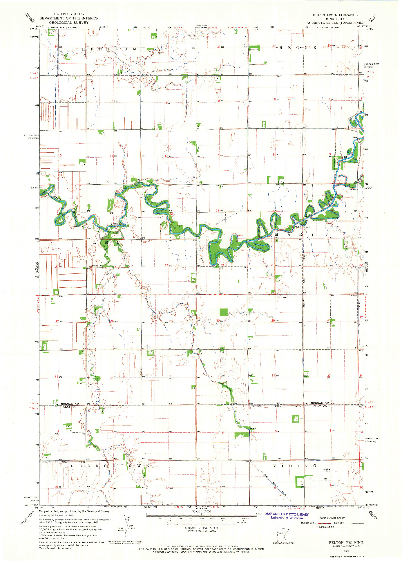 USGS 1:24000-SCALE QUADRANGLE FOR FELTON NW, MN 1966