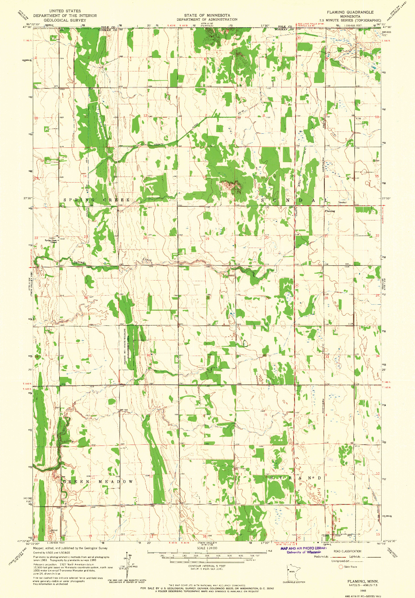 USGS 1:24000-SCALE QUADRANGLE FOR FLAMING, MN 1965