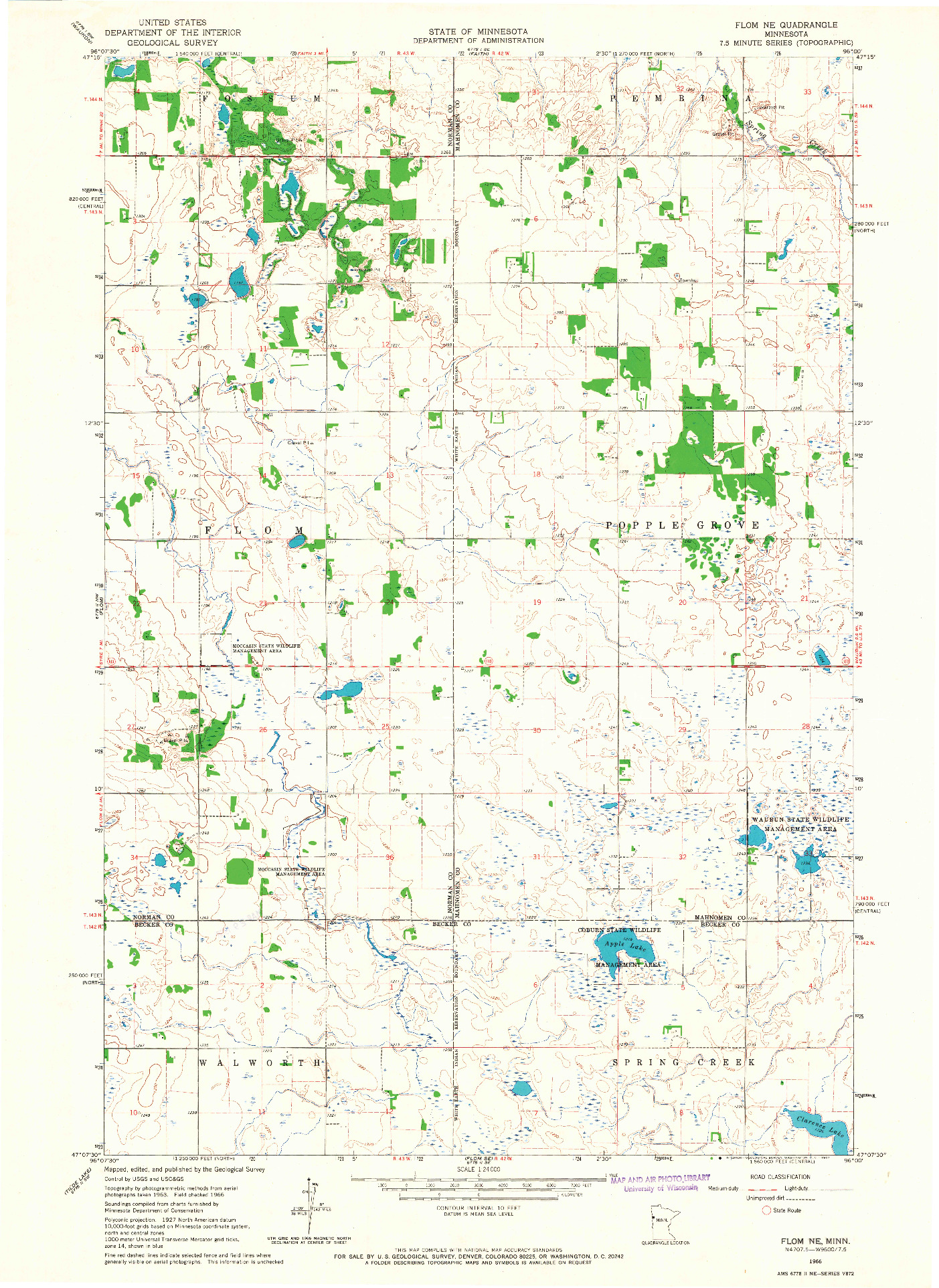 USGS 1:24000-SCALE QUADRANGLE FOR FLOM NE, MN 1966